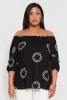 Plus Size Off The Shoulder Circle Print Top sold by Rainbow
