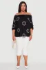 Plus Size Off The Shoulder Circle Print Top sold by Rainbow