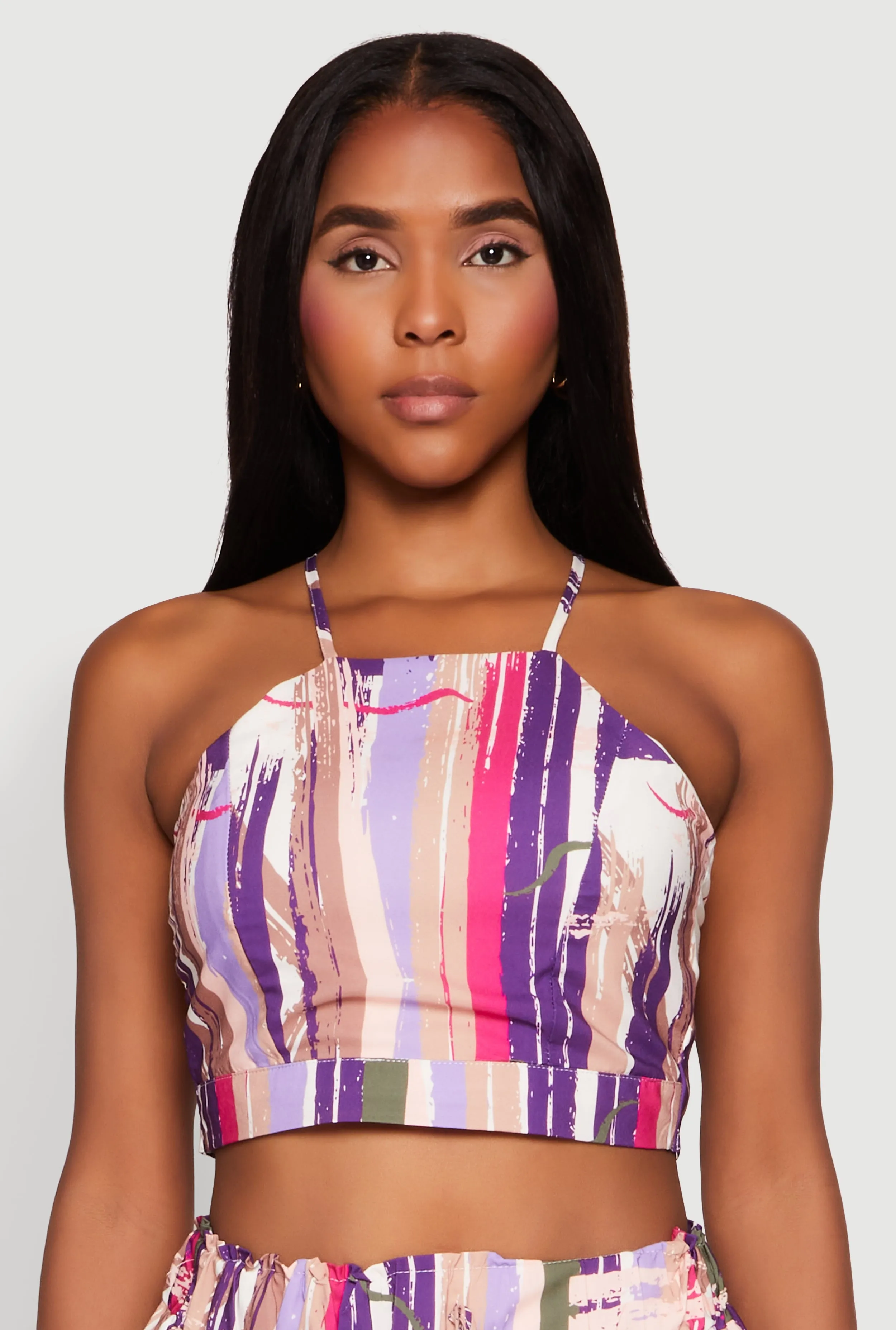 Abstract Brush Stroke Print Crop Top sold by Rainbow