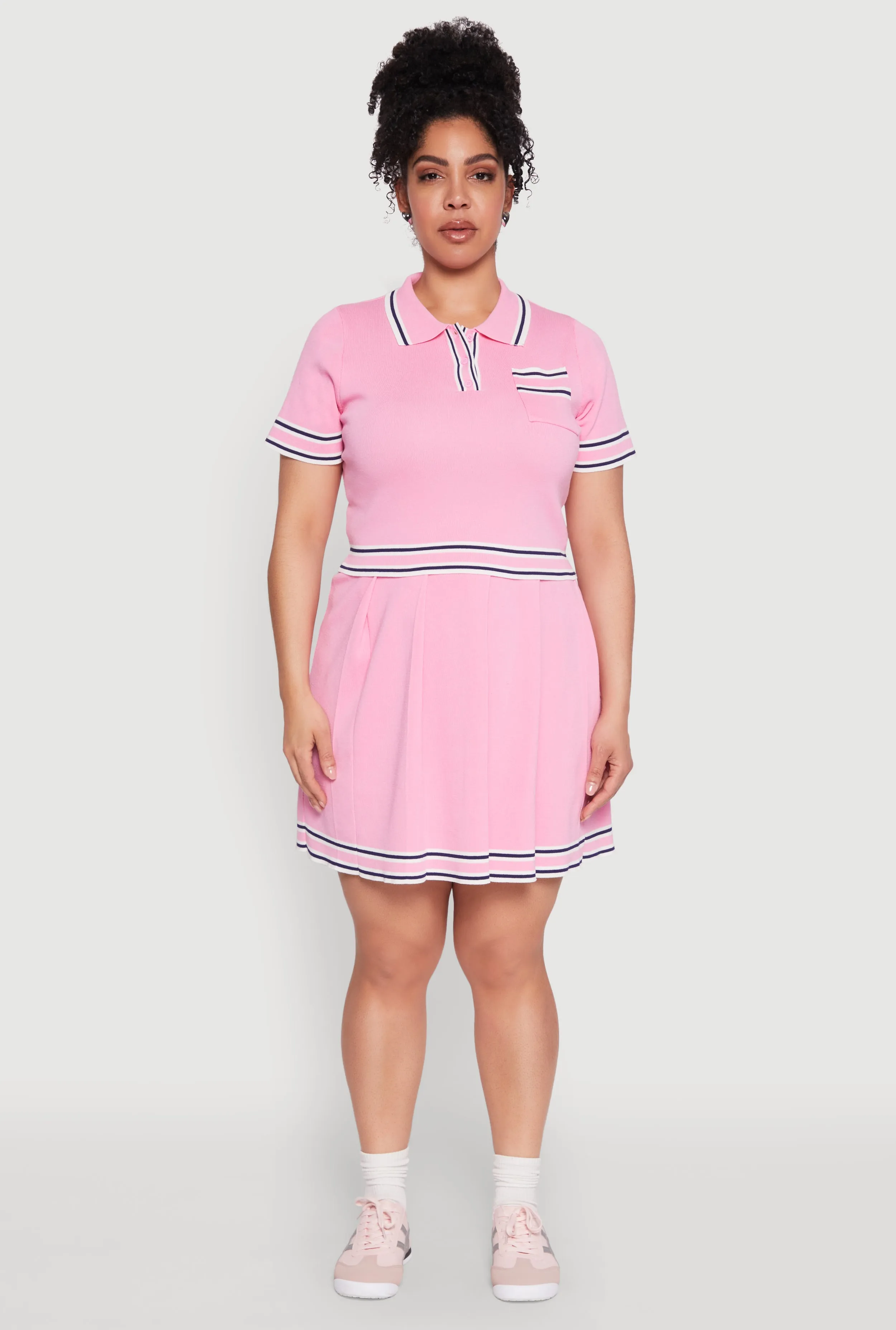 Plus Size Daisy Varsity Stripe Pleated Skirt sold by Rainbow product image thumbnail 2