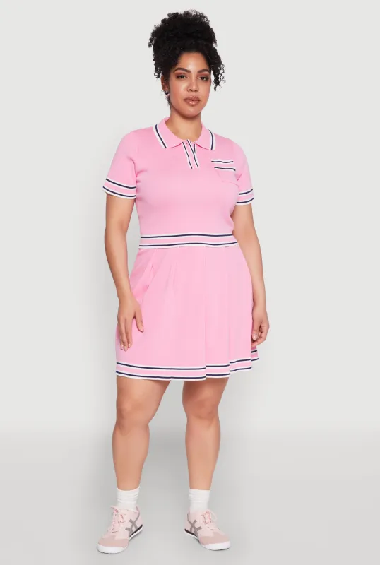 Plus Size Daisy Varsity Stripe Pleated Skirt sold by Rainbow