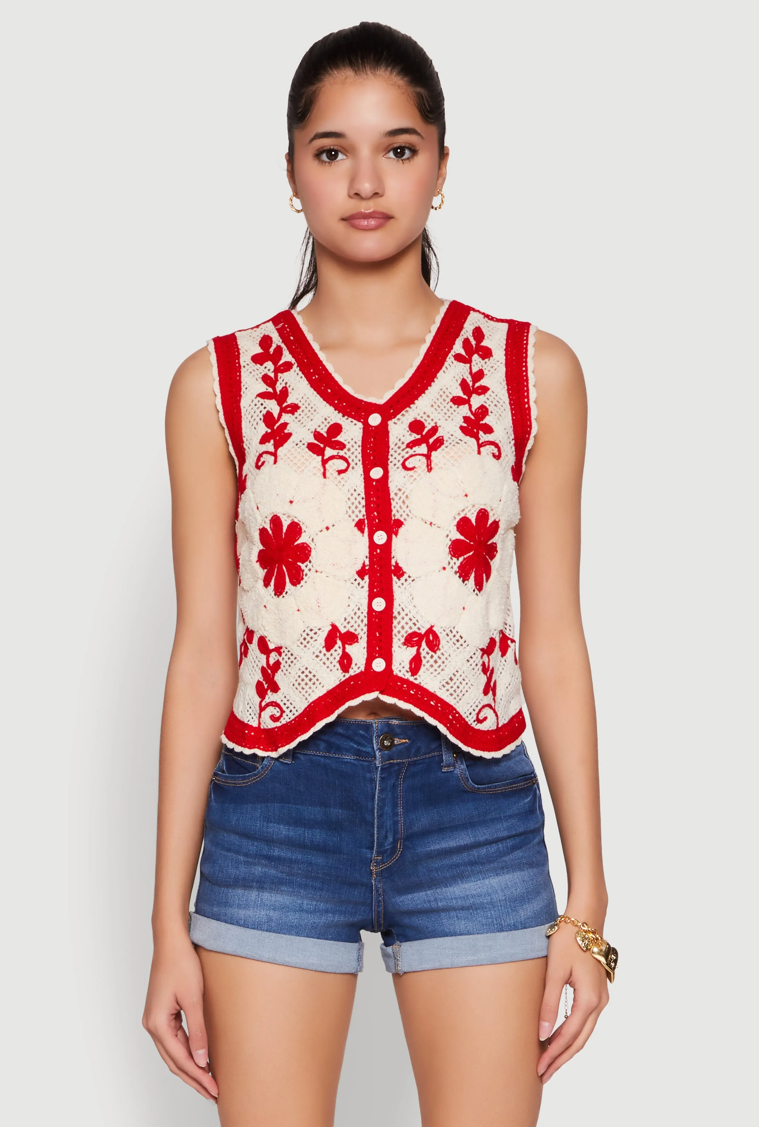 Floral Pattern Crochet Vest sold by Rainbow product image thumbnail 2