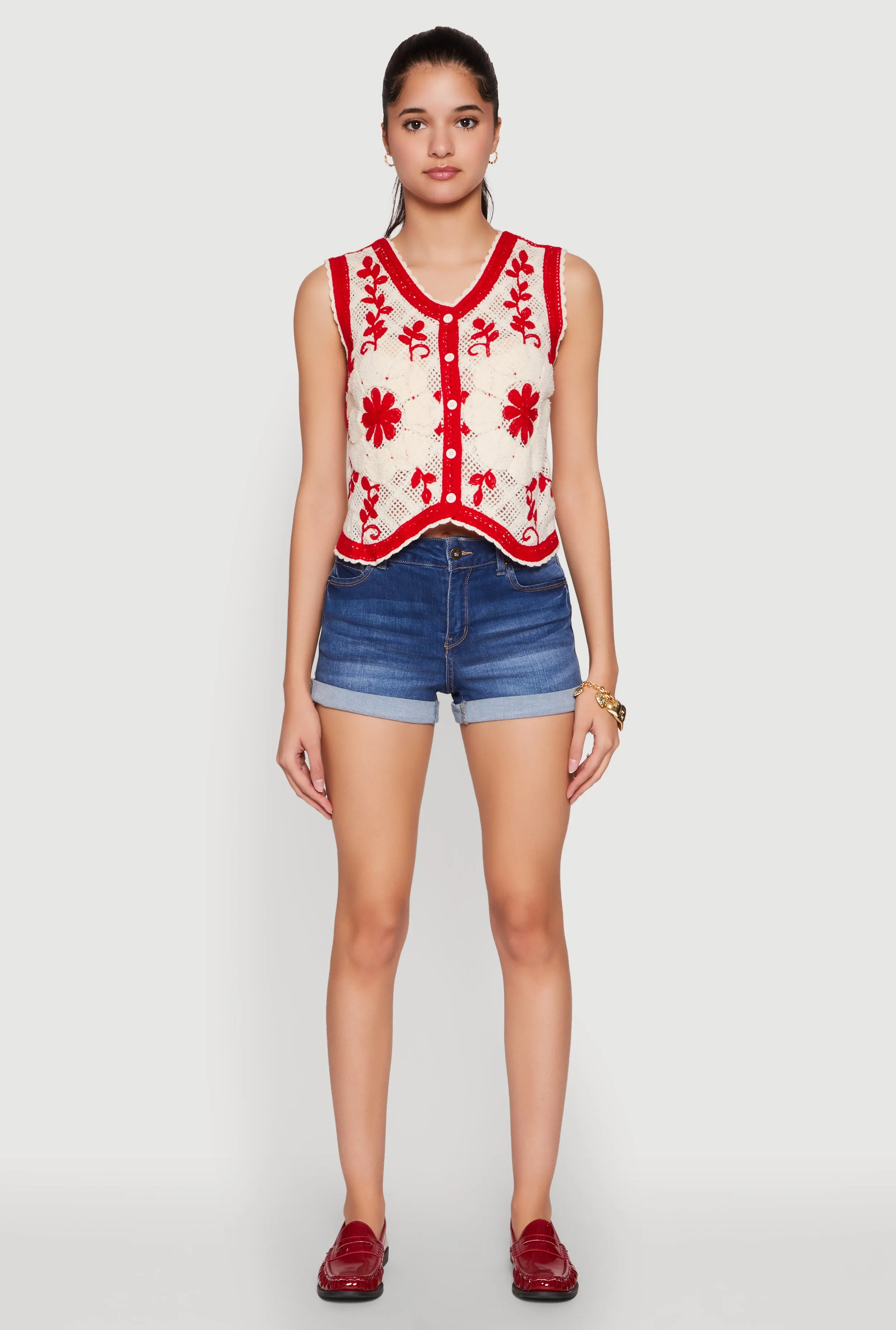 Floral Pattern Crochet Vest sold by Rainbow product image thumbnail 3