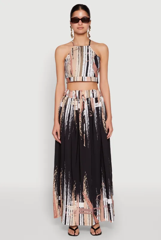 Abstract Brush Stroke Print Maxi Skirt sold by Rainbow