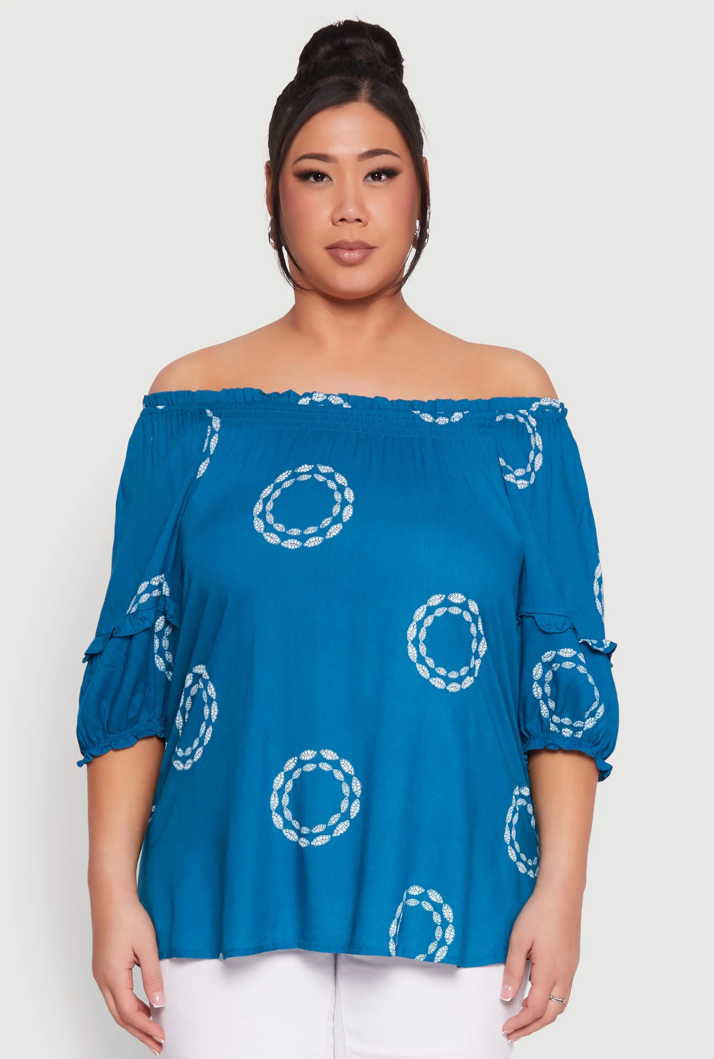 Plus Size Off The Shoulder Circle Print Top sold by Rainbow product image thumbnail 2