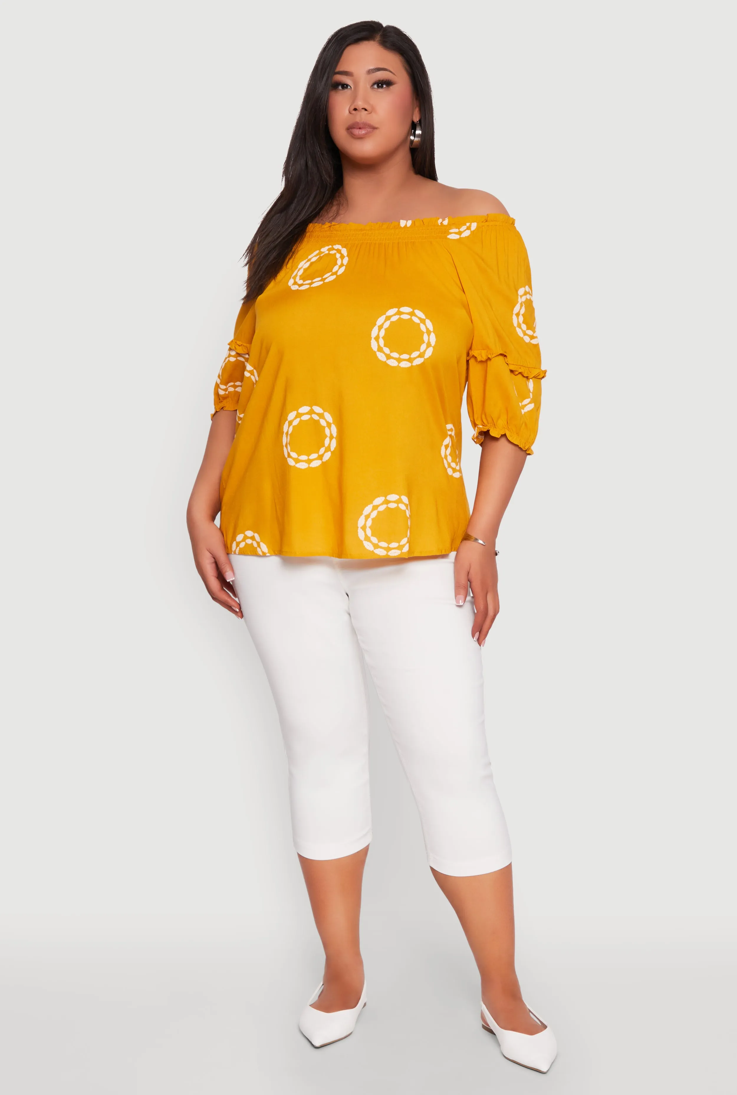 Plus Size Off The Shoulder Circle Print Top sold by Rainbow product image thumbnail 3