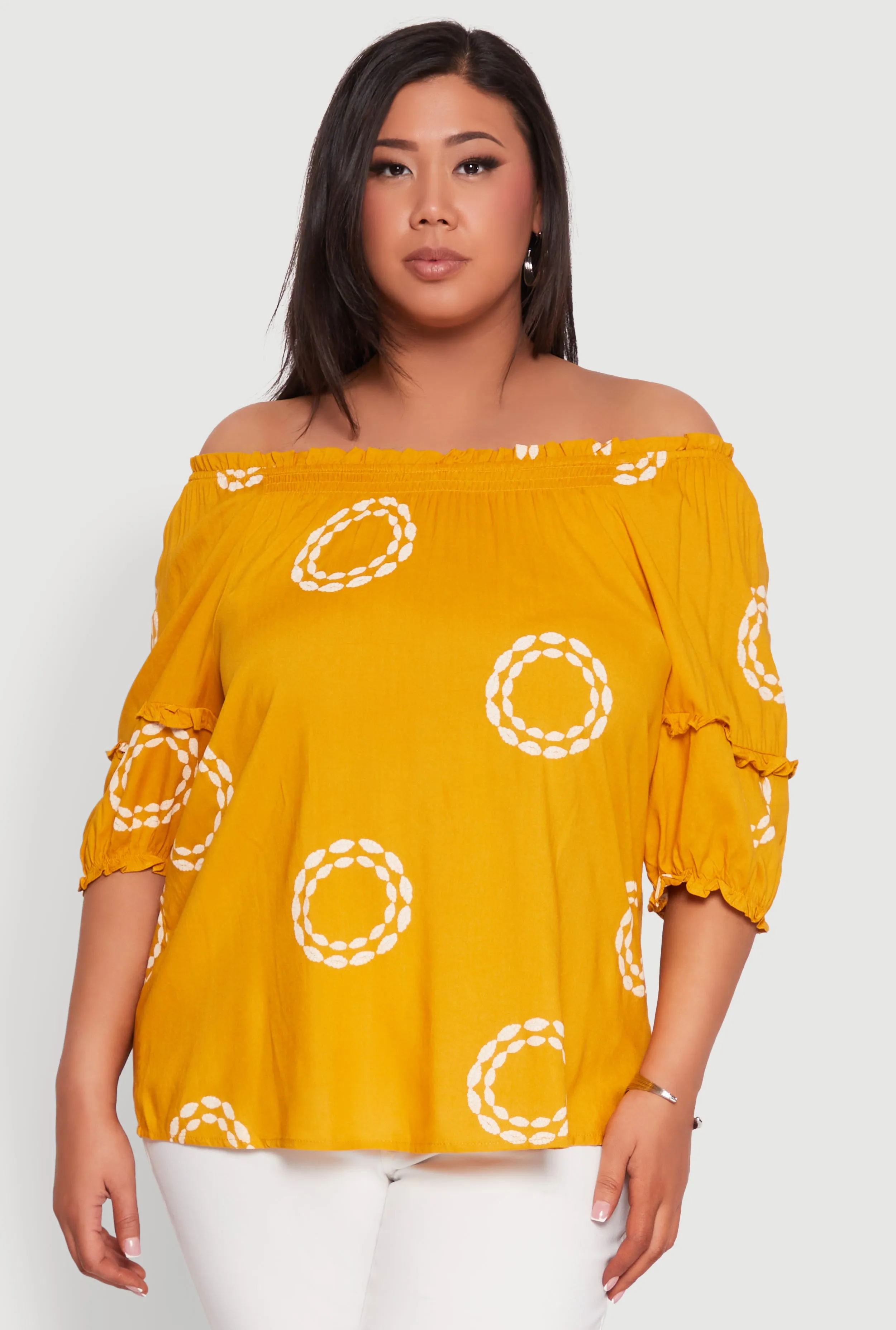 Plus Size Off The Shoulder Circle Print Top sold by Rainbow product image thumbnail 2
