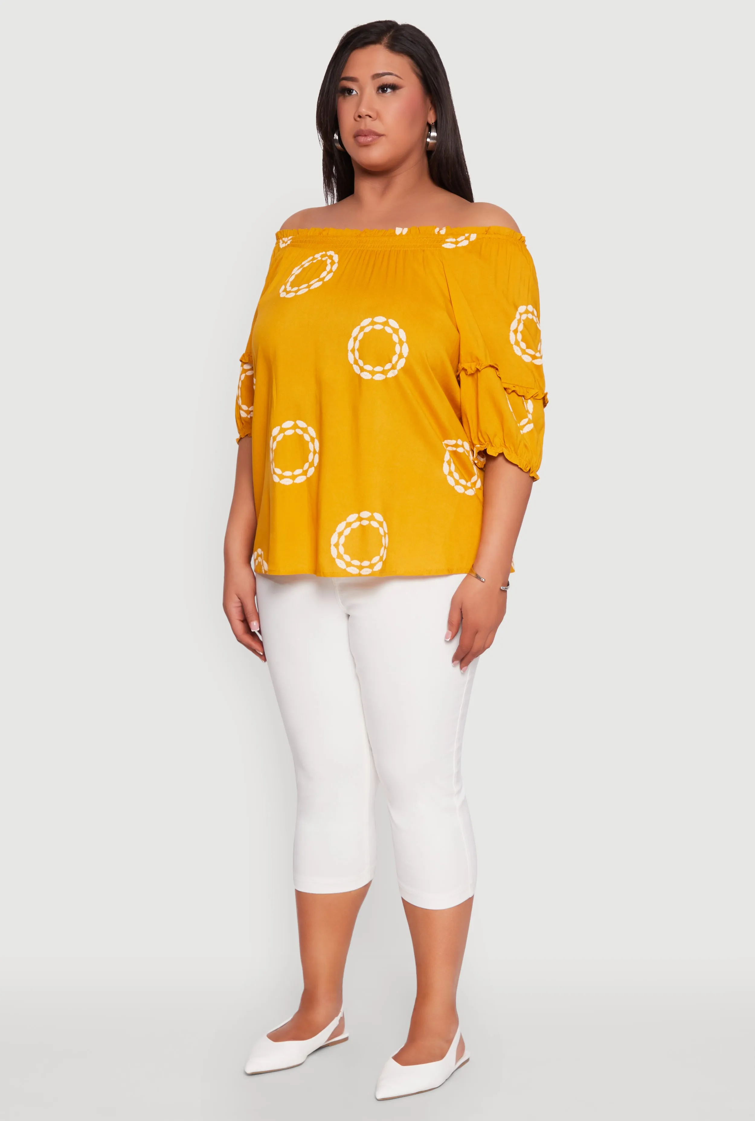 Plus Size Off The Shoulder Circle Print Top sold by Rainbow product image thumbnail 5