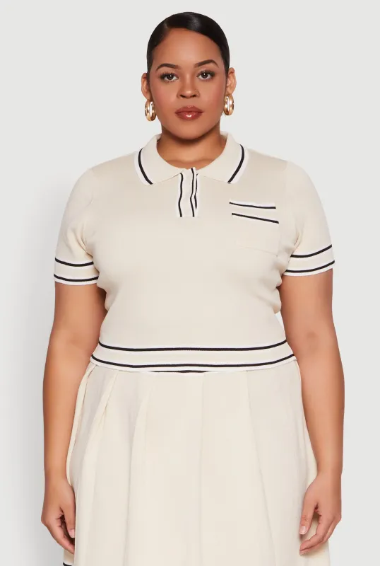 Plus Size Daisy Varsity Stripe Crop Top sold by Rainbow