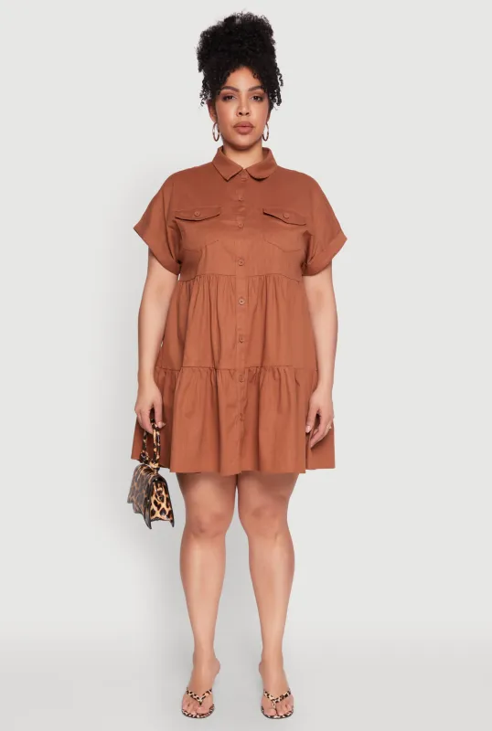 Plus Size Tiered Mini Dress sold by Rainbow
