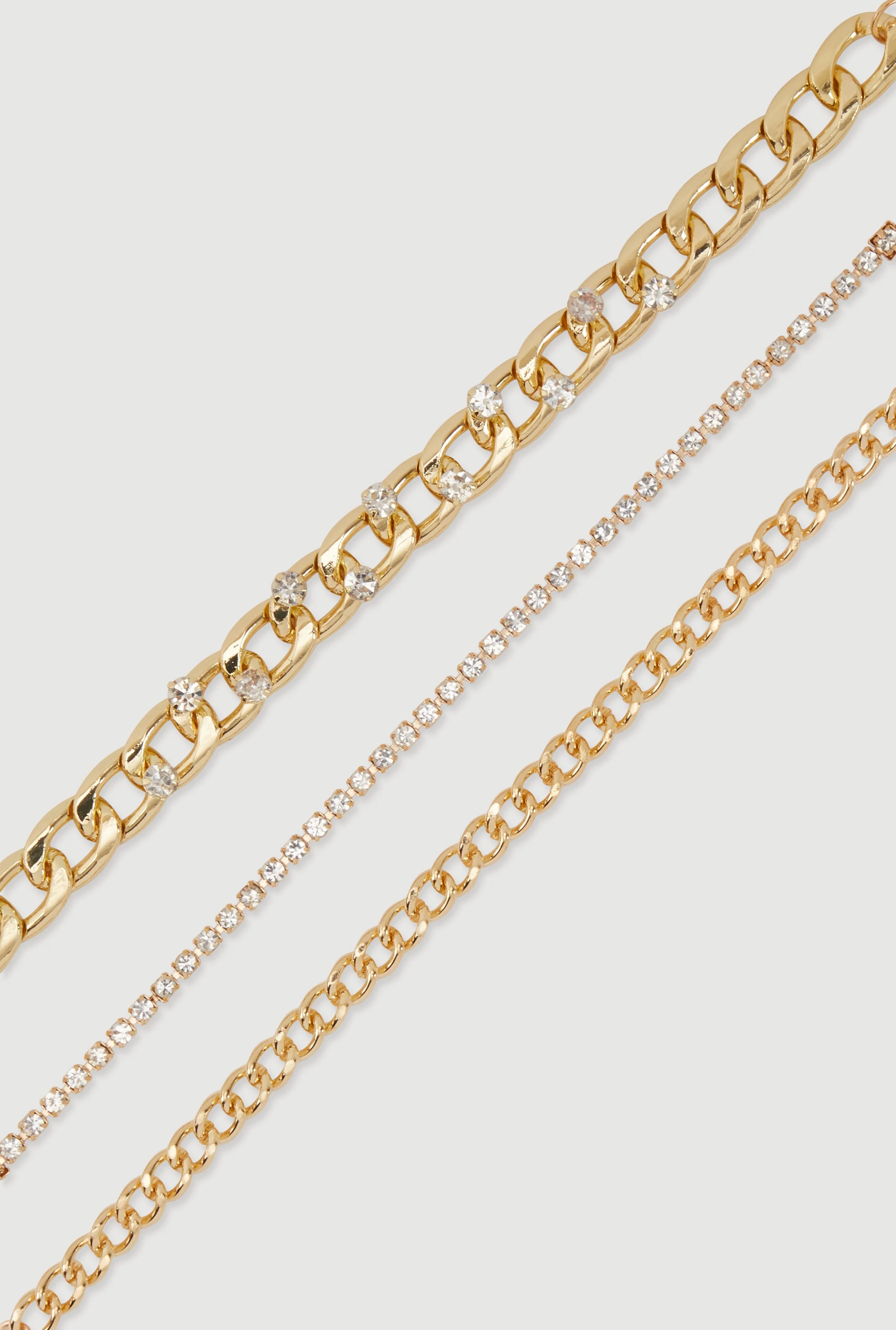 Cubic Zirconia Chain Anklets Set of 3 sold by Rainbow