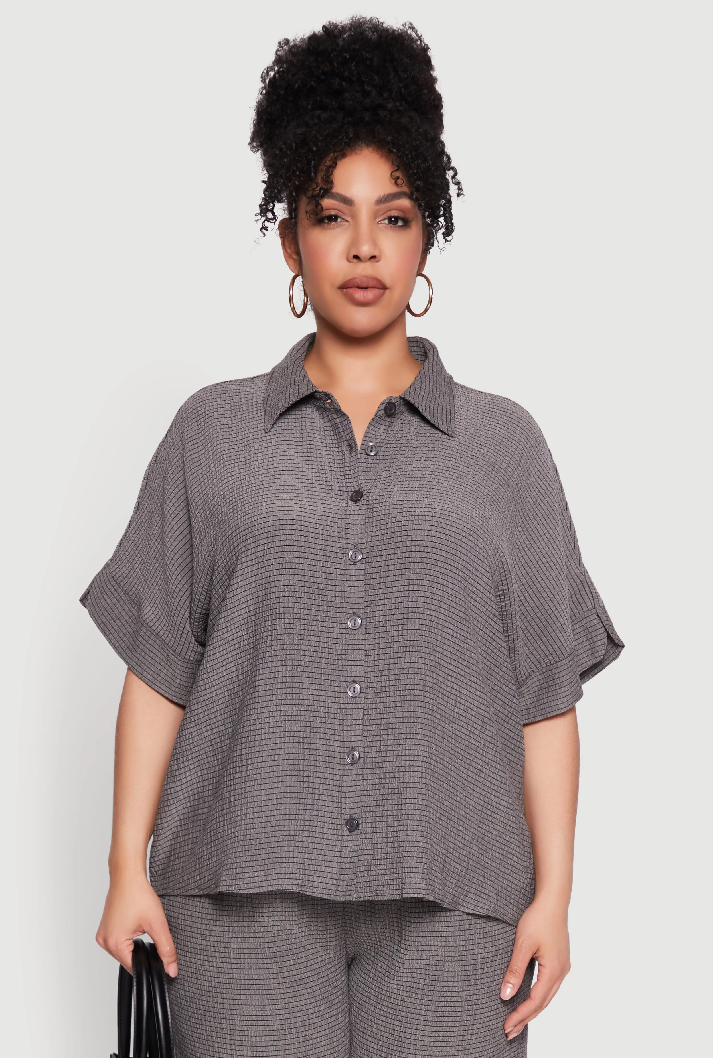 Plus Size Textured Knit Shirt sold by Rainbow