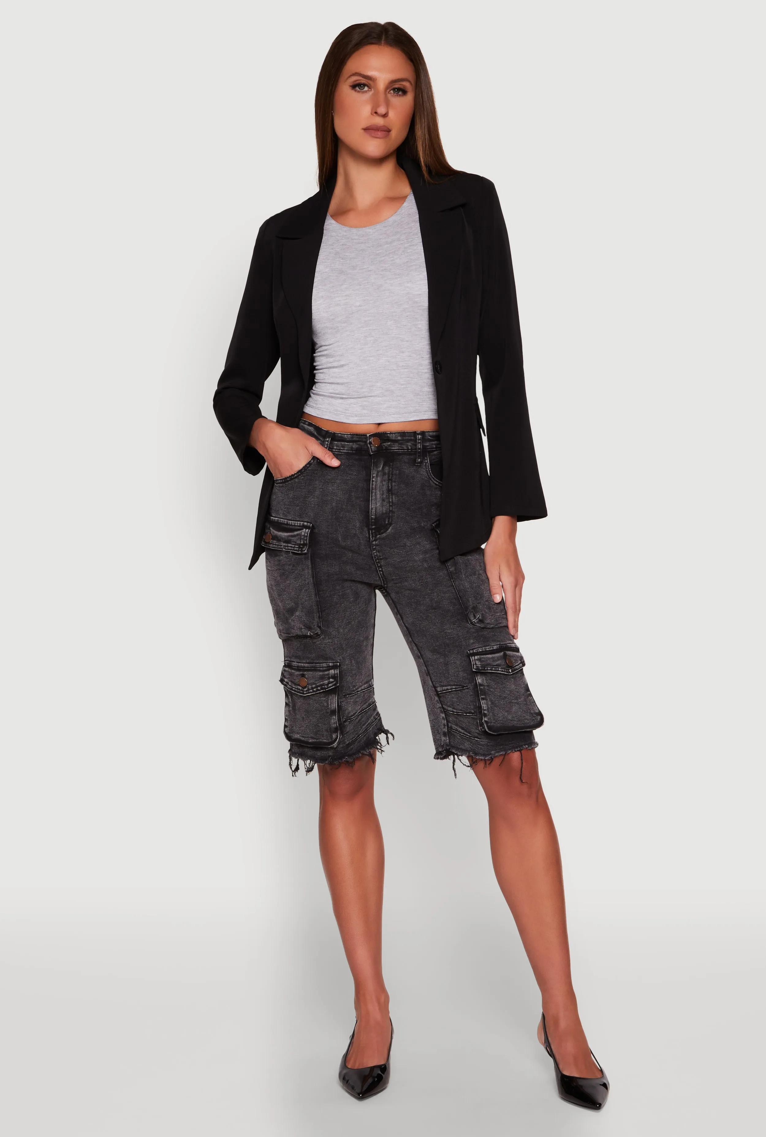 Padded Shoulder One Button Blazer sold by Rainbow product image thumbnail 3