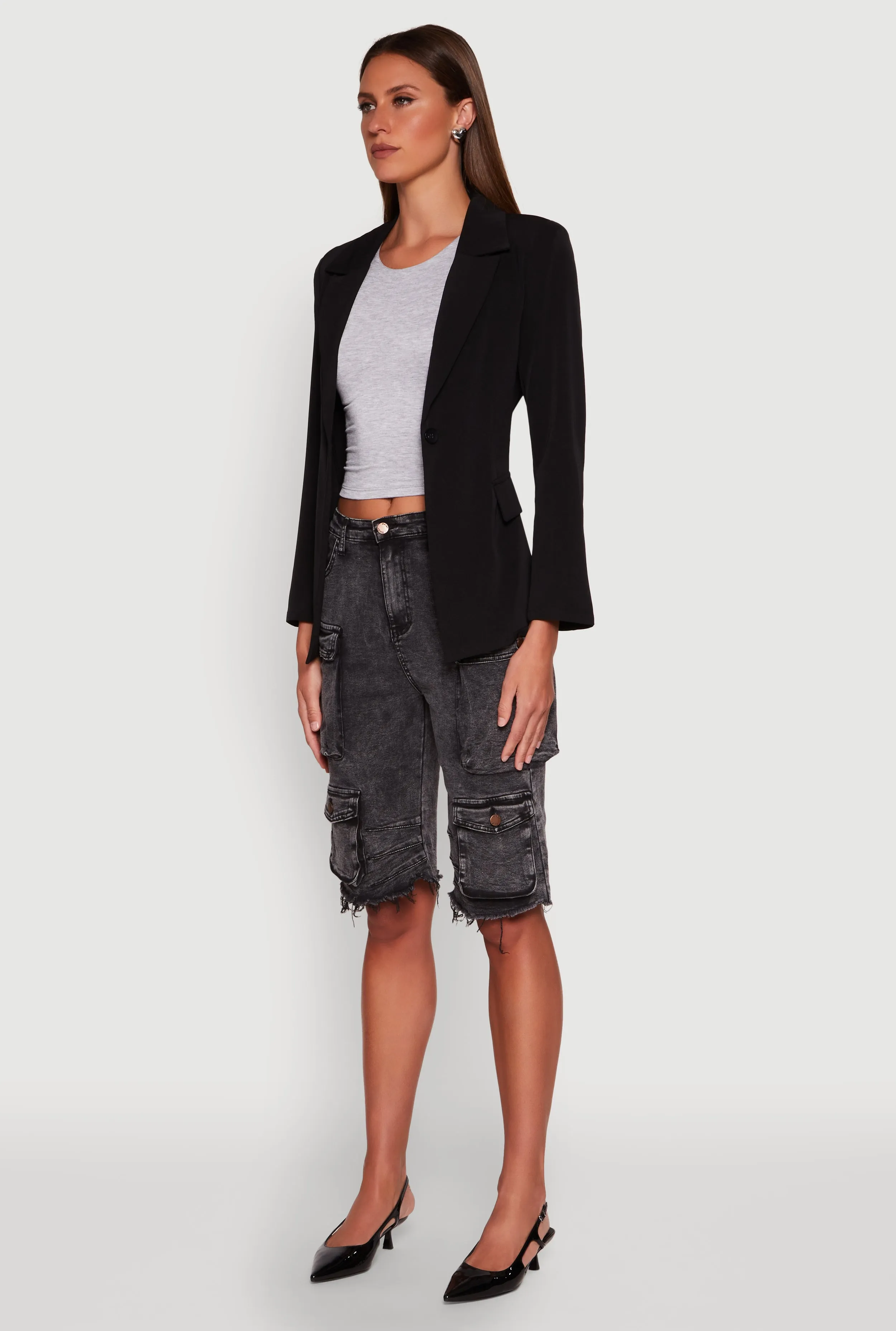 Padded Shoulder One Button Blazer sold by Rainbow product image thumbnail 5