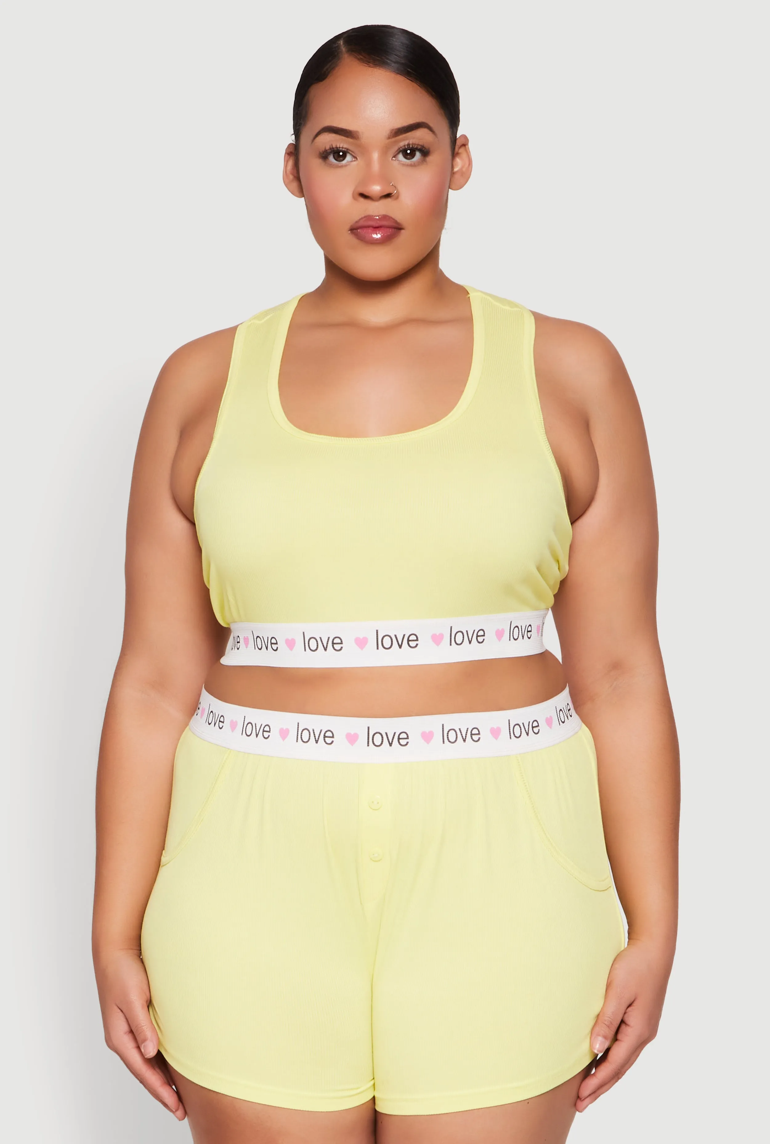 Plus Size Love Trim Pajama Tank Top and Shorts sold by Rainbow product image thumbnail 2