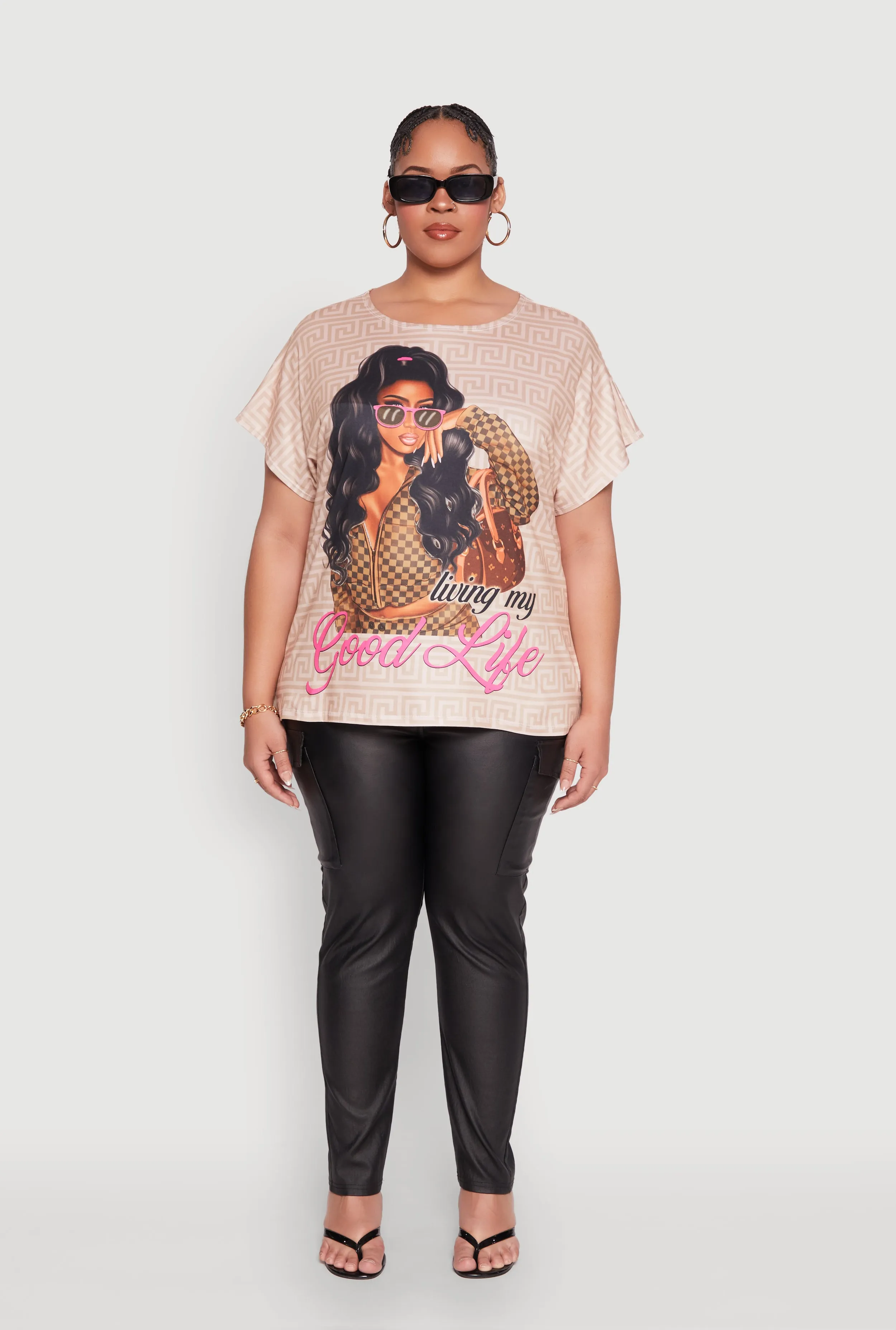 Plus Size Greek Key Living My Good Life Print Tee sold by Rainbow product image thumbnail 3