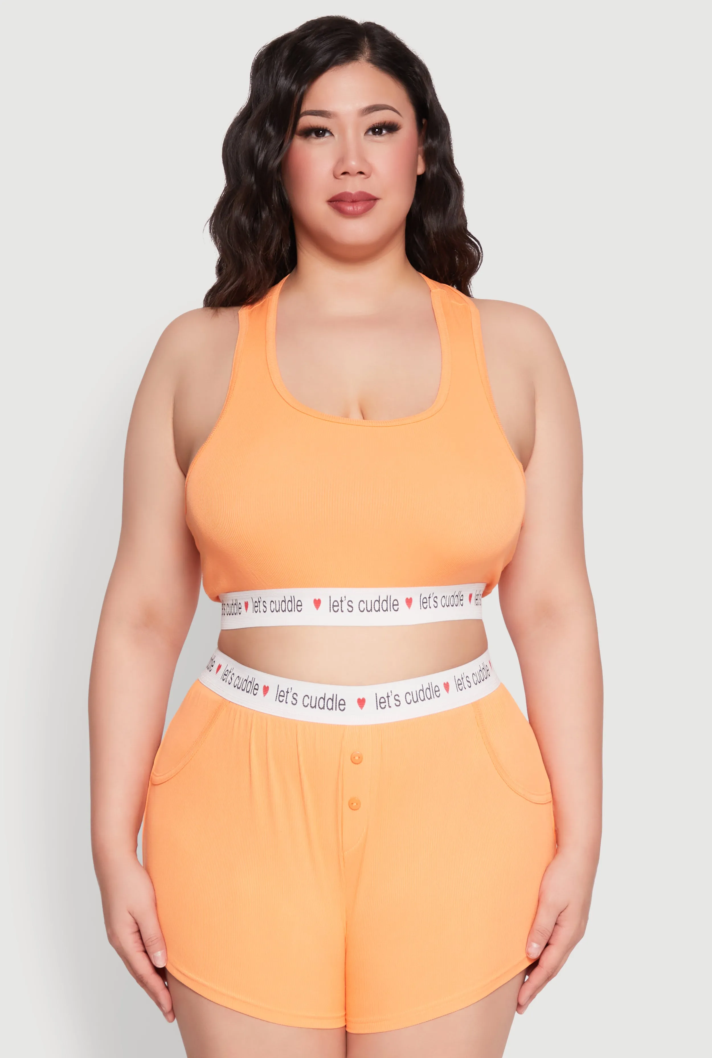 Plus Size Lets Cuddle Cropped Tank Top and Boxer Briefs Pajama Set sold by Rainbow