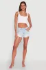 WAX Distressed Frayed Hem Denim Shorts sold by Rainbow