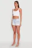 WAX Distressed Frayed Hem Denim Shorts sold by Rainbow