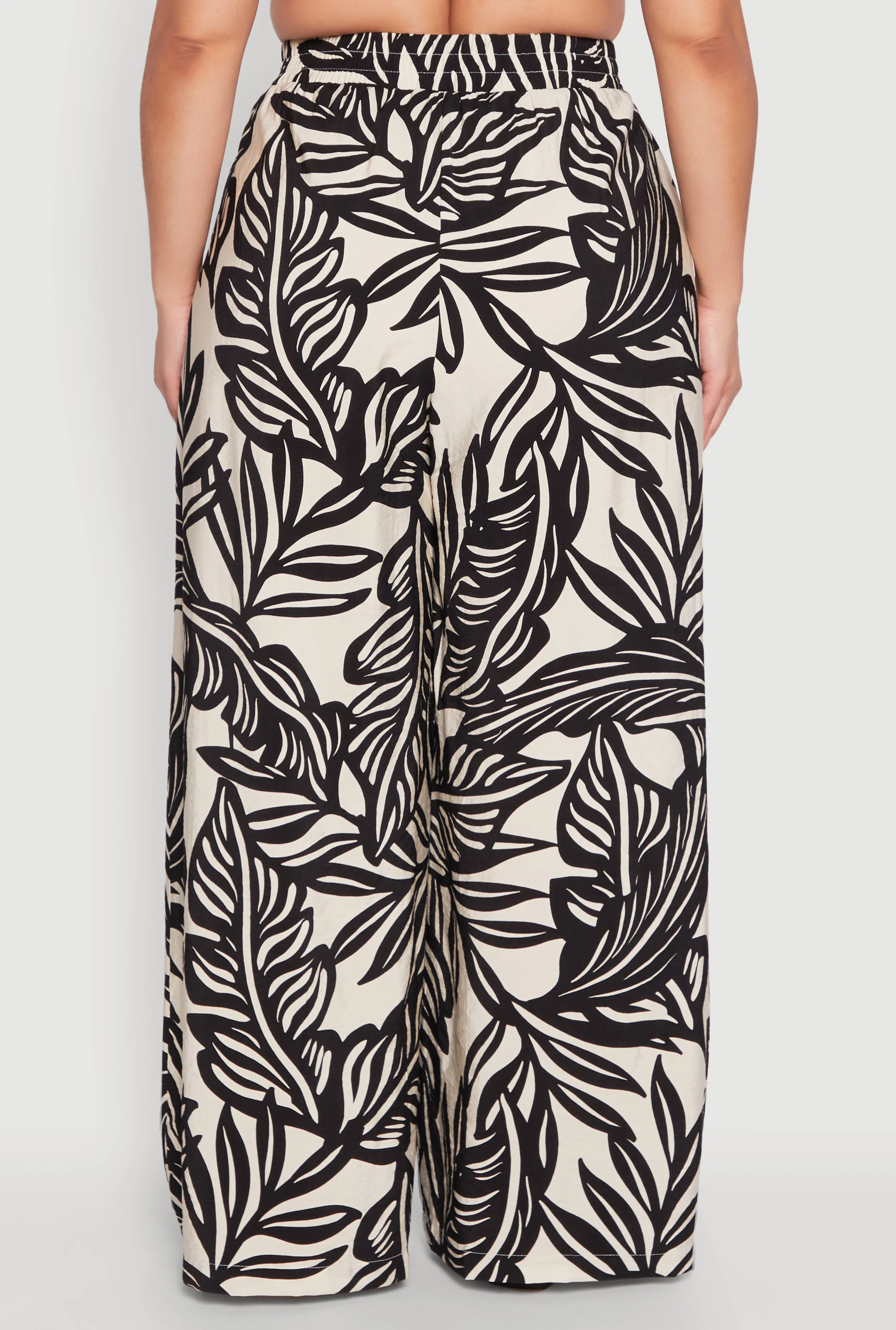 Plus Size Leaf Print Smocked Waist Pants sold by Rainbow product image thumbnail 5