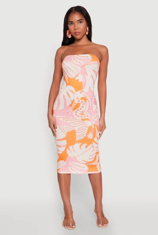Abstract Print Midi Tube Dress sold by Rainbow