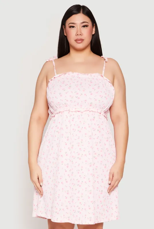 Plus Size Ditsy Floral Tie Shoulder Sleep Dress sold by Rainbow