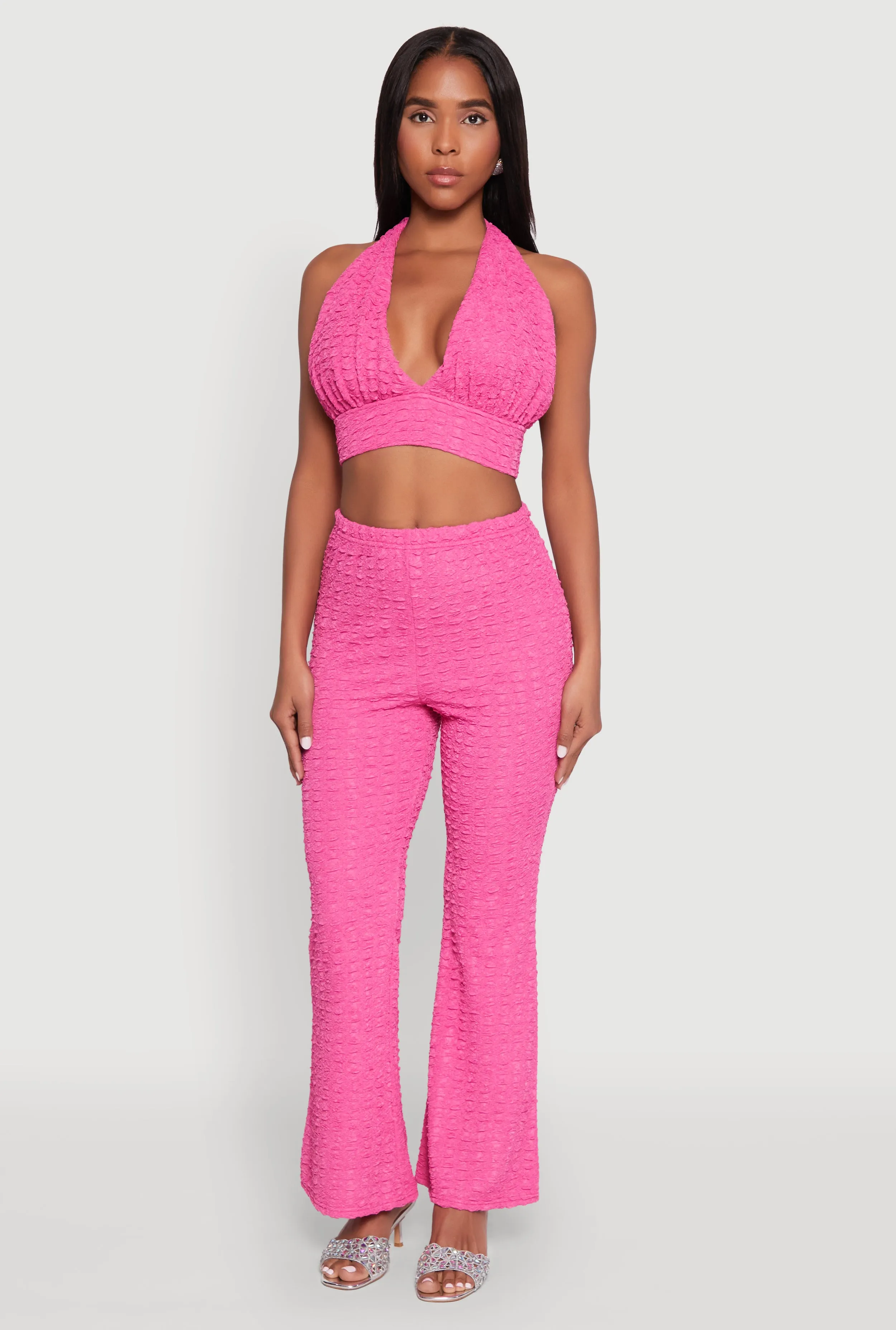 Bubble Knit Flared Leg Pants sold by Rainbow