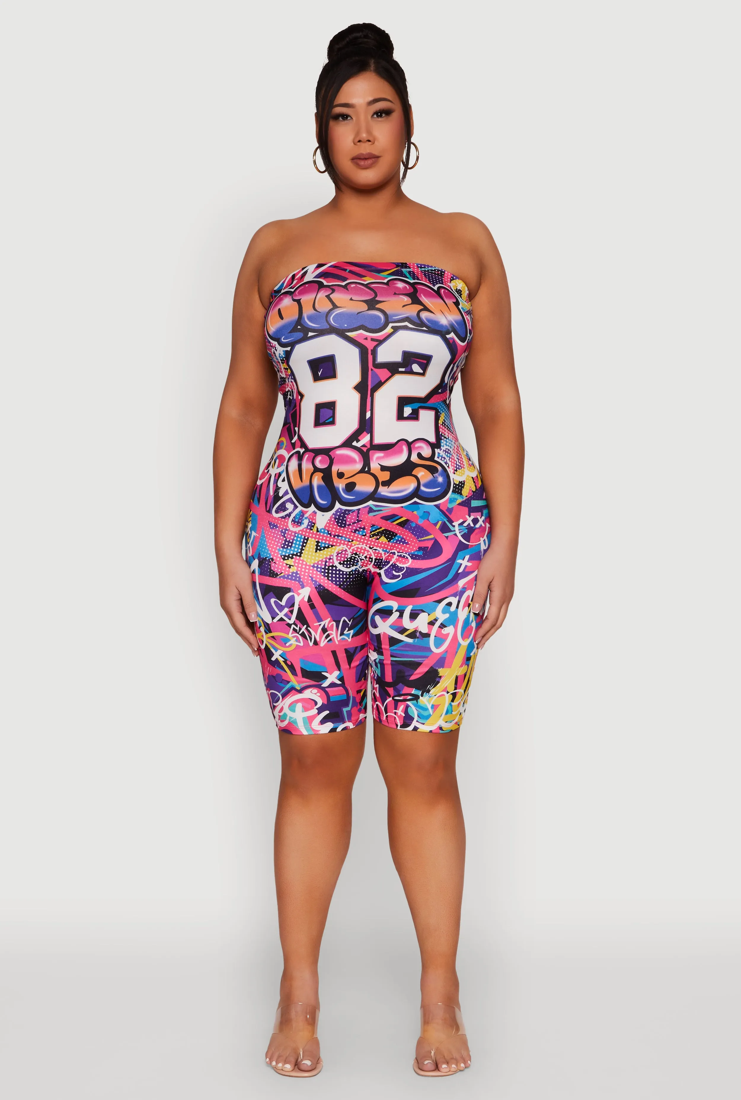 Plus Size Queen 82 Vibes Print Tube Romper sold by Rainbow product image thumbnail 2