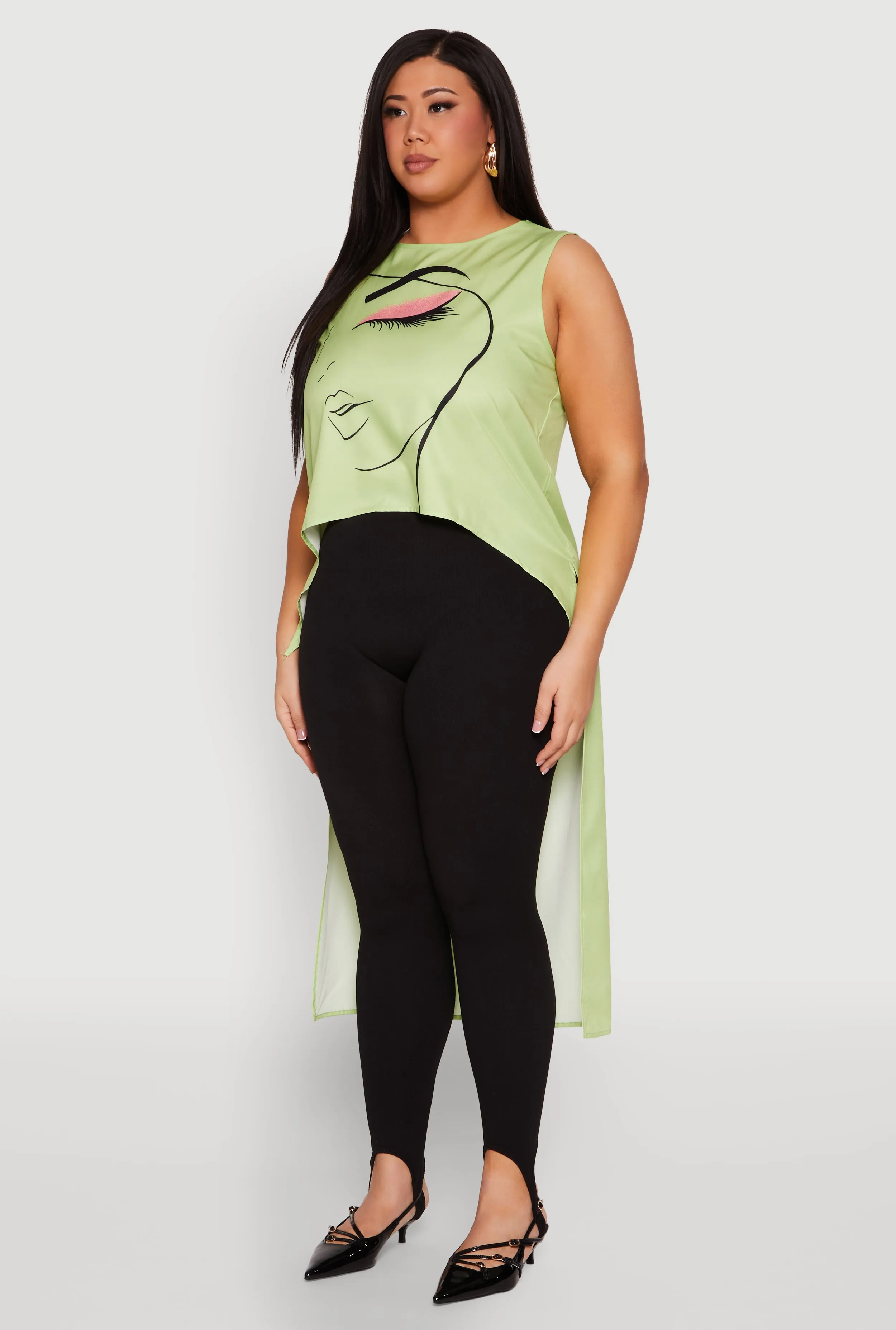 Plus Size Face Print Sleeveless High Low Maxi Top sold by Rainbow product image thumbnail 3