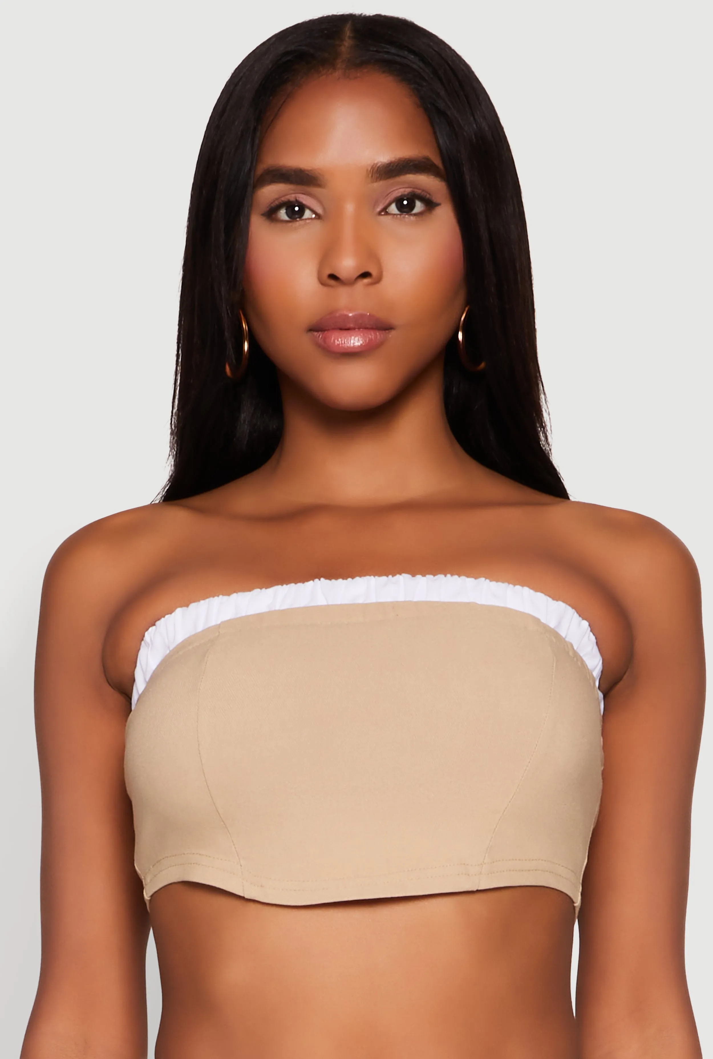 Contrast Trim Zip Back Crop Top sold by Rainbow