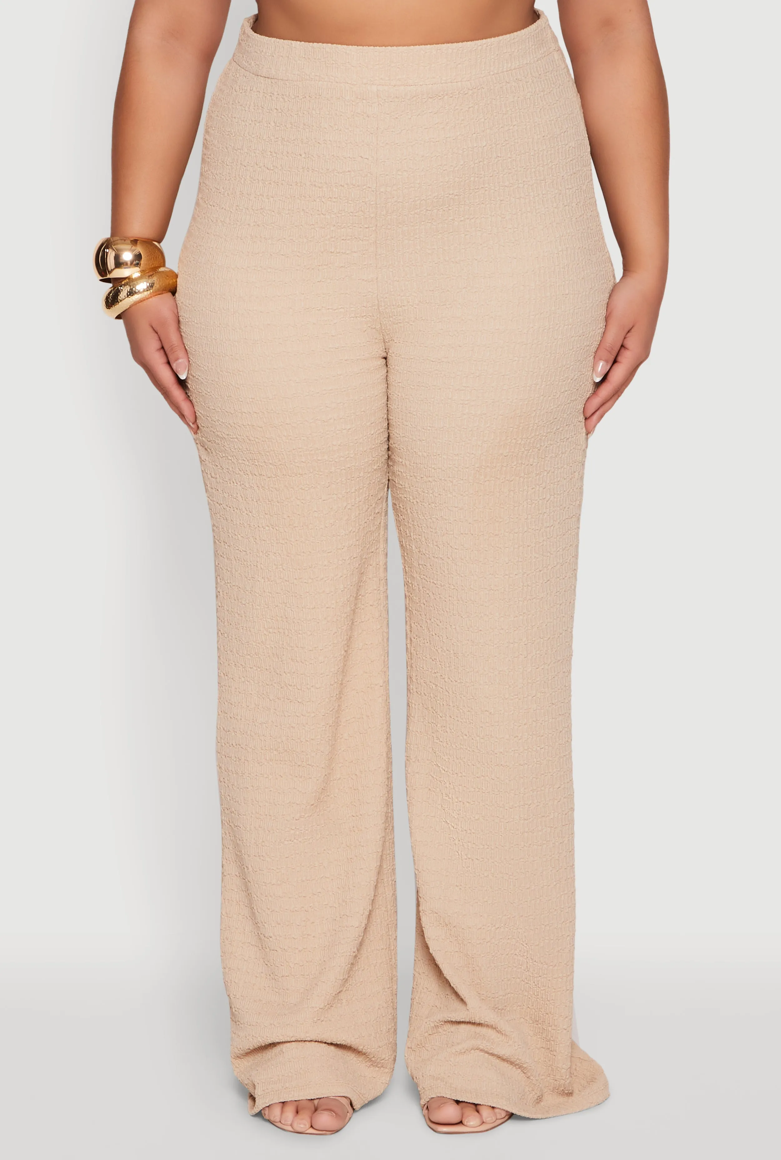Plus Size High Waisted Textured Knit Pants sold by Rainbow product image thumbnail 3