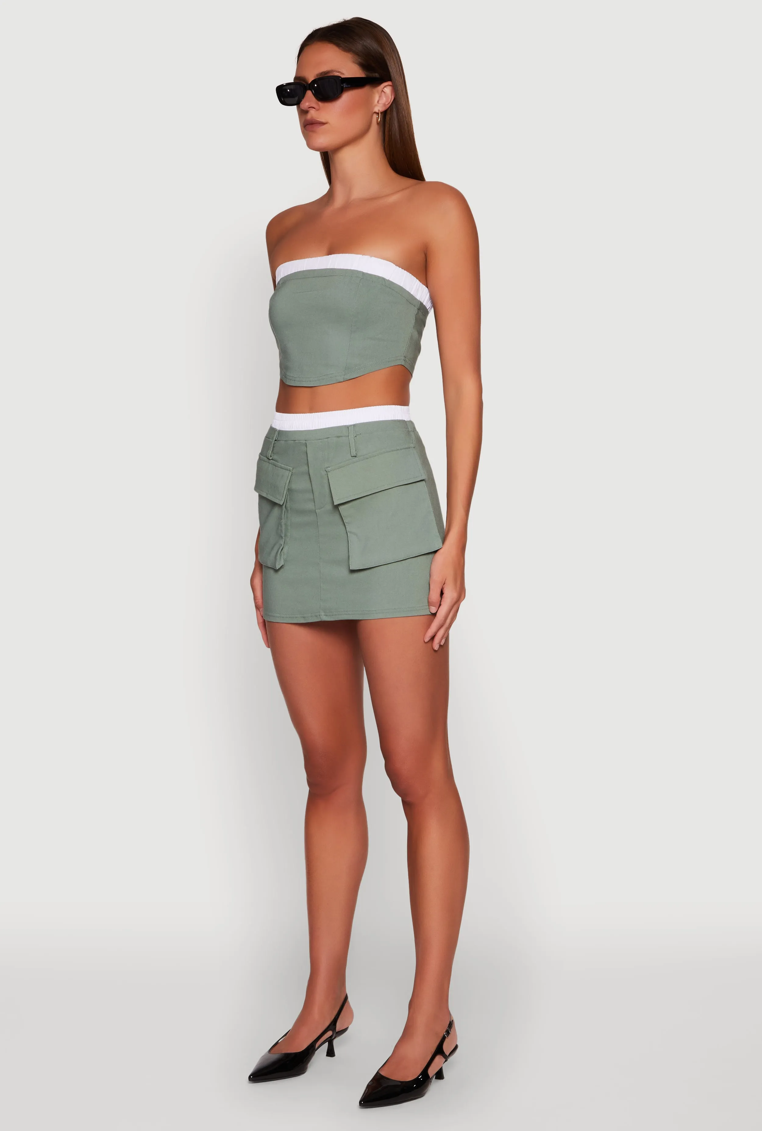 Contrast Trim Zip Back Crop Top sold by Rainbow product image thumbnail 5