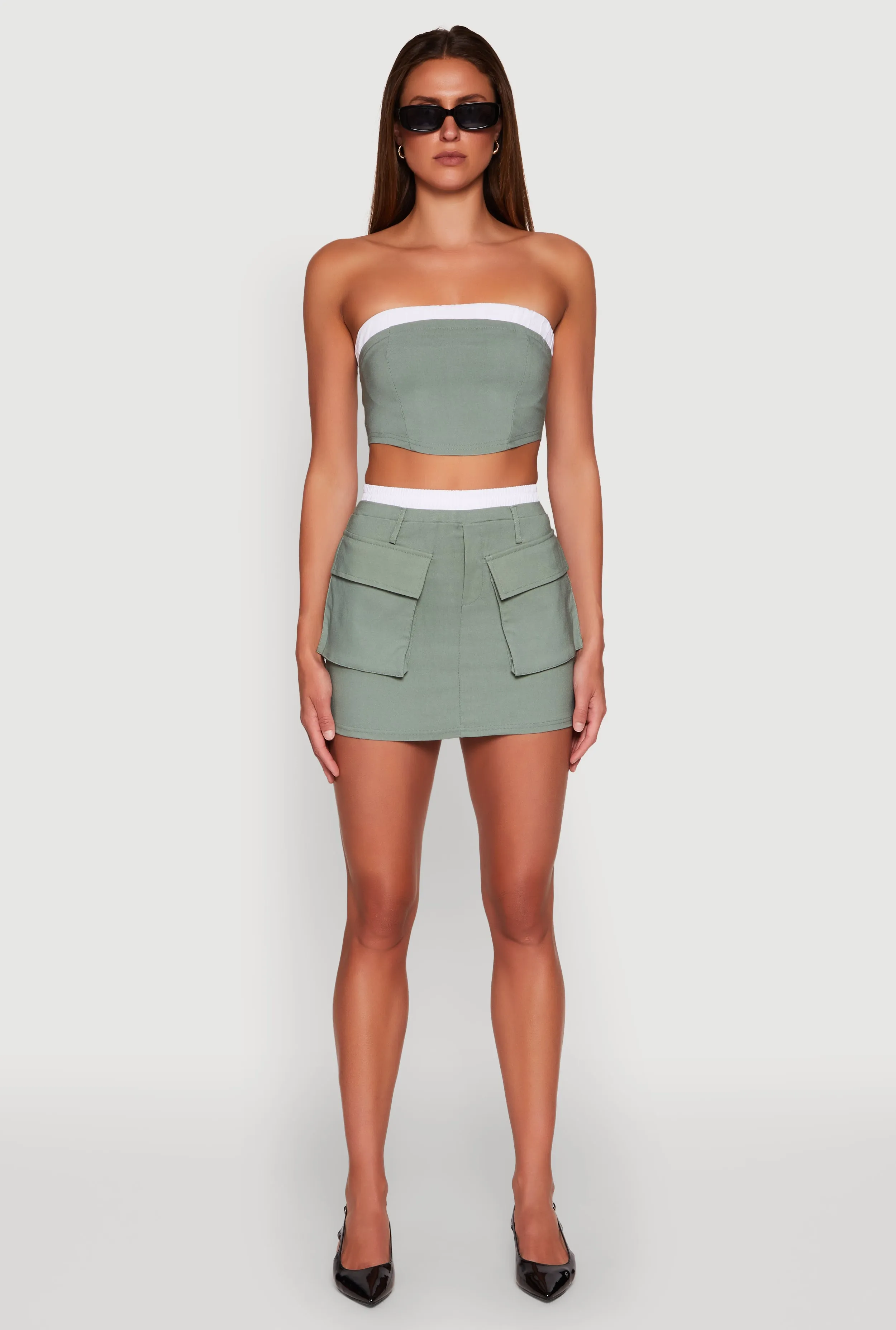 Contrast Trim Zip Back Crop Top sold by Rainbow product image thumbnail 2