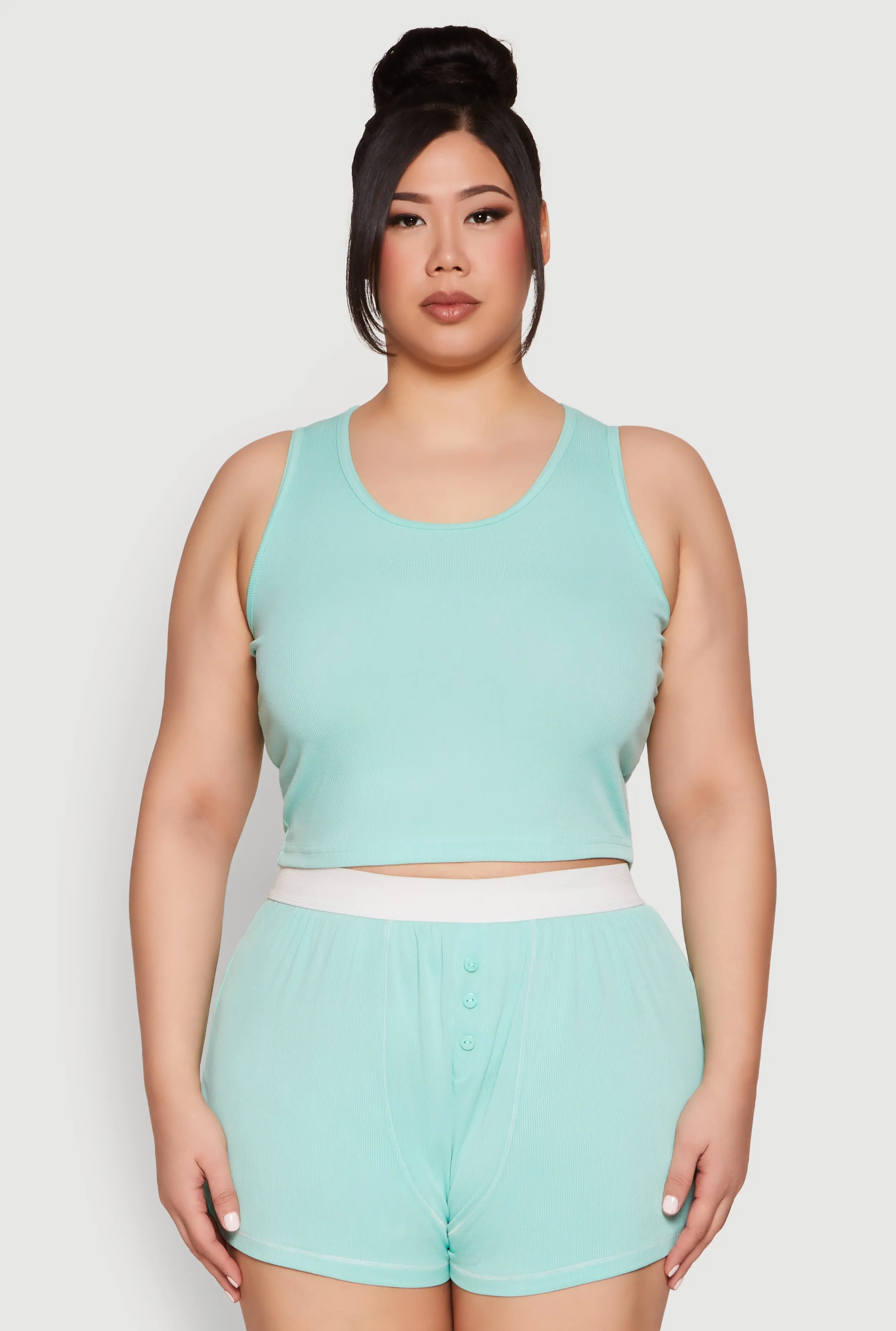 Plus Size Cropped Tank Top and Boxer Briefs Pajama Set sold by Rainbow product image thumbnail 2