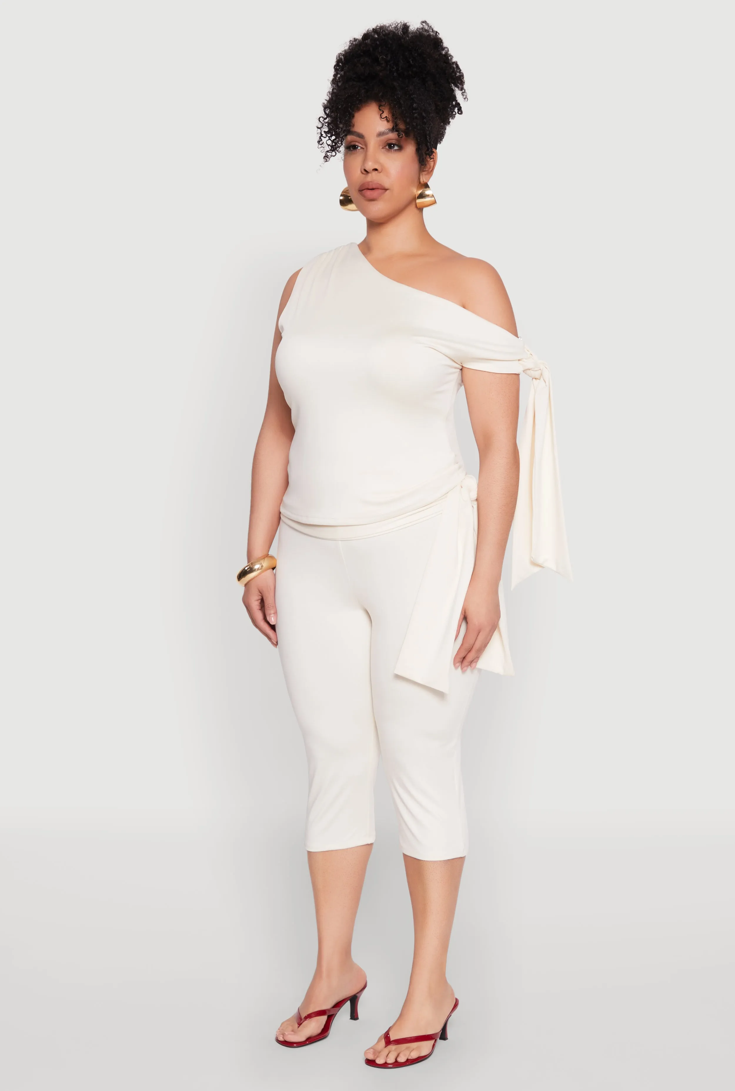 Plus Size Side Tie One Shoulder Top sold by Rainbow product image thumbnail 5