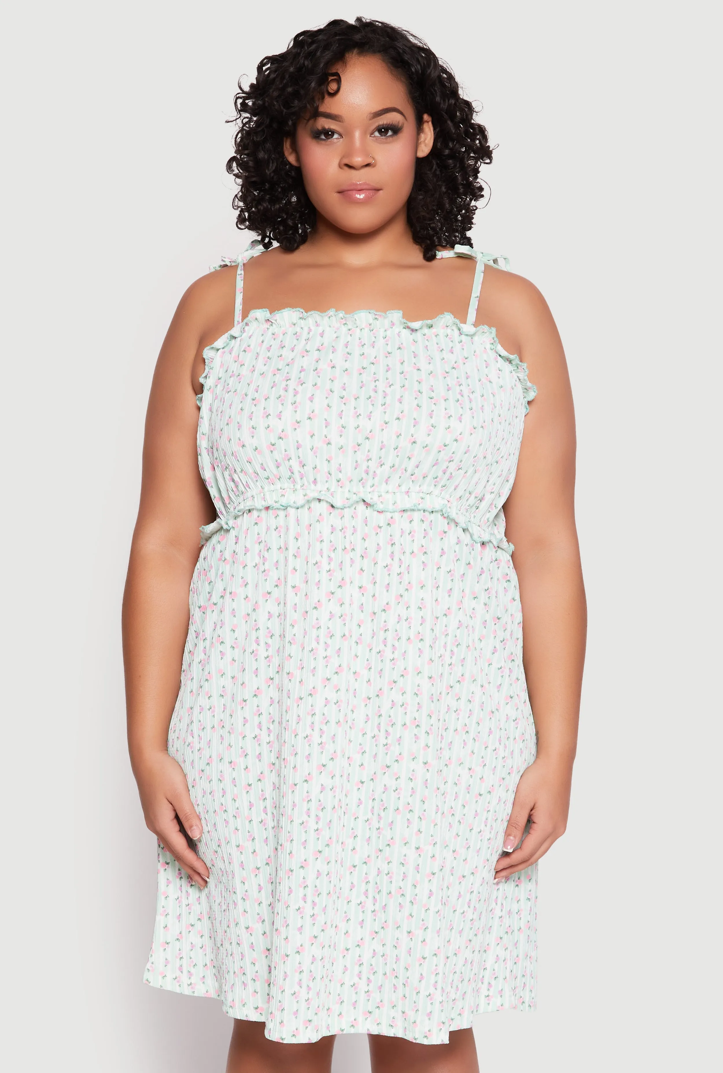 Plus Size Ditsy Floral Tie Shoulder Sleep Dress sold by Rainbow