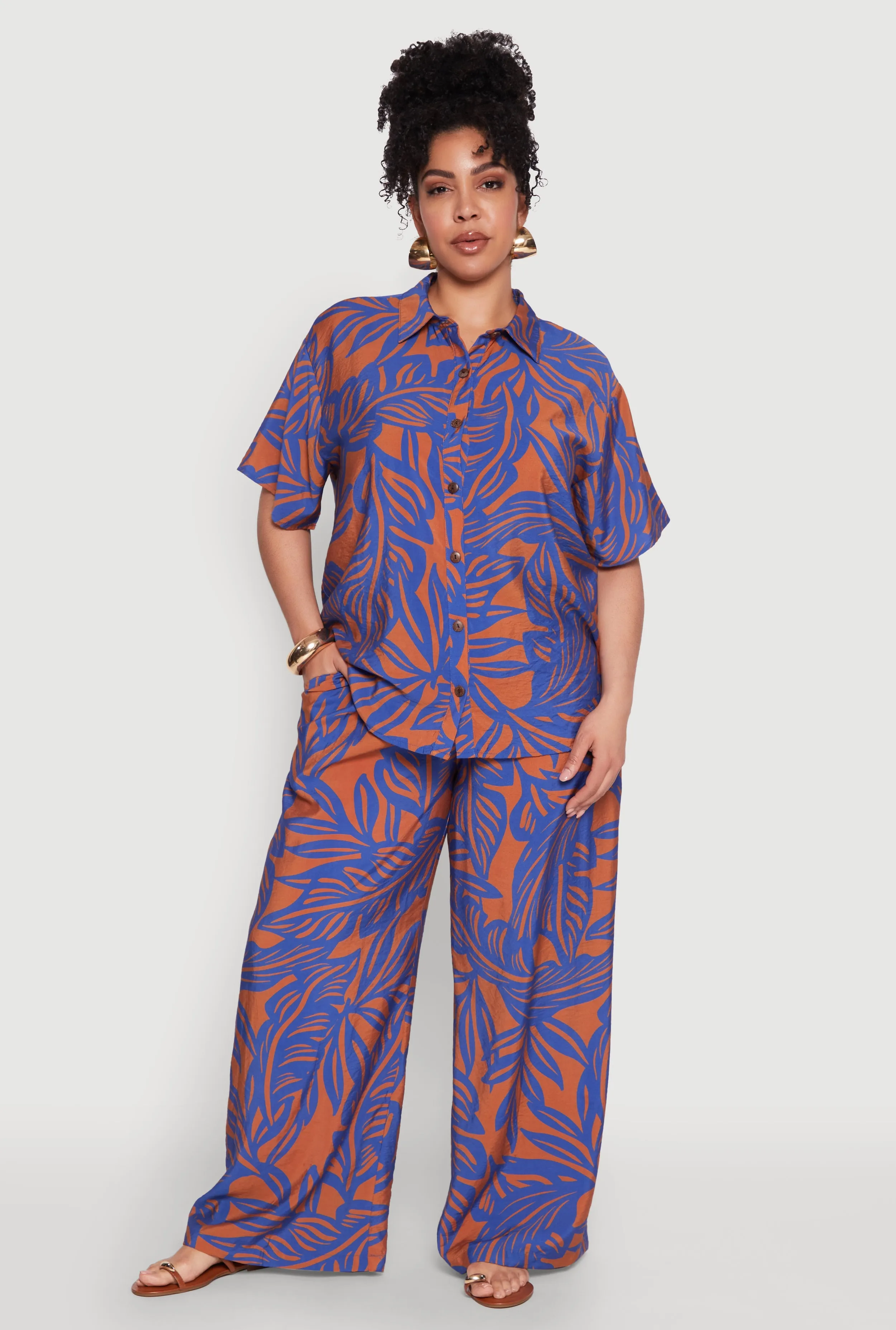 Plus Size Leaf Print Blouse sold by Rainbow product image thumbnail 2