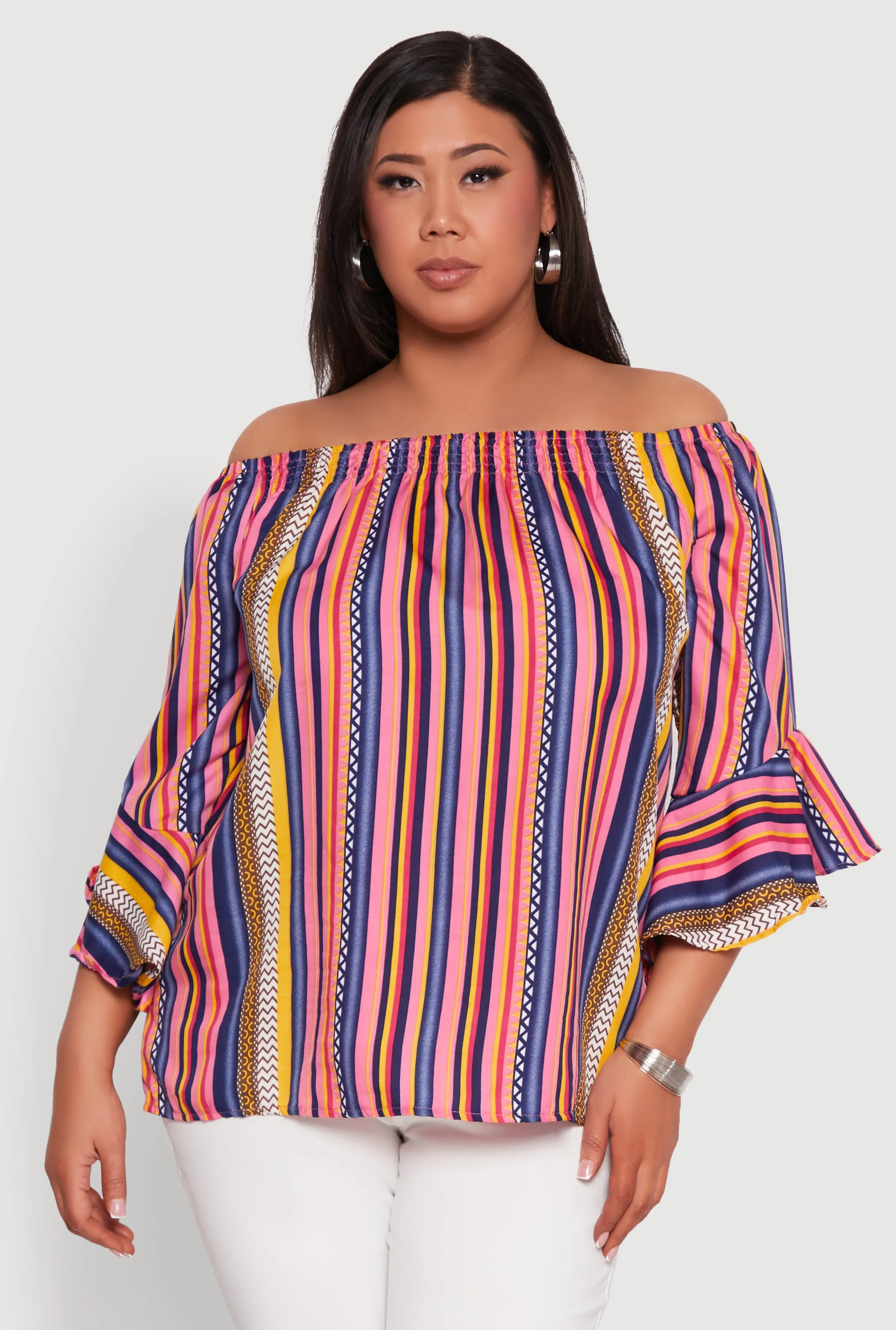 Plus Size Striped Off The Shoulder Blouse sold by Rainbow product image thumbnail 2