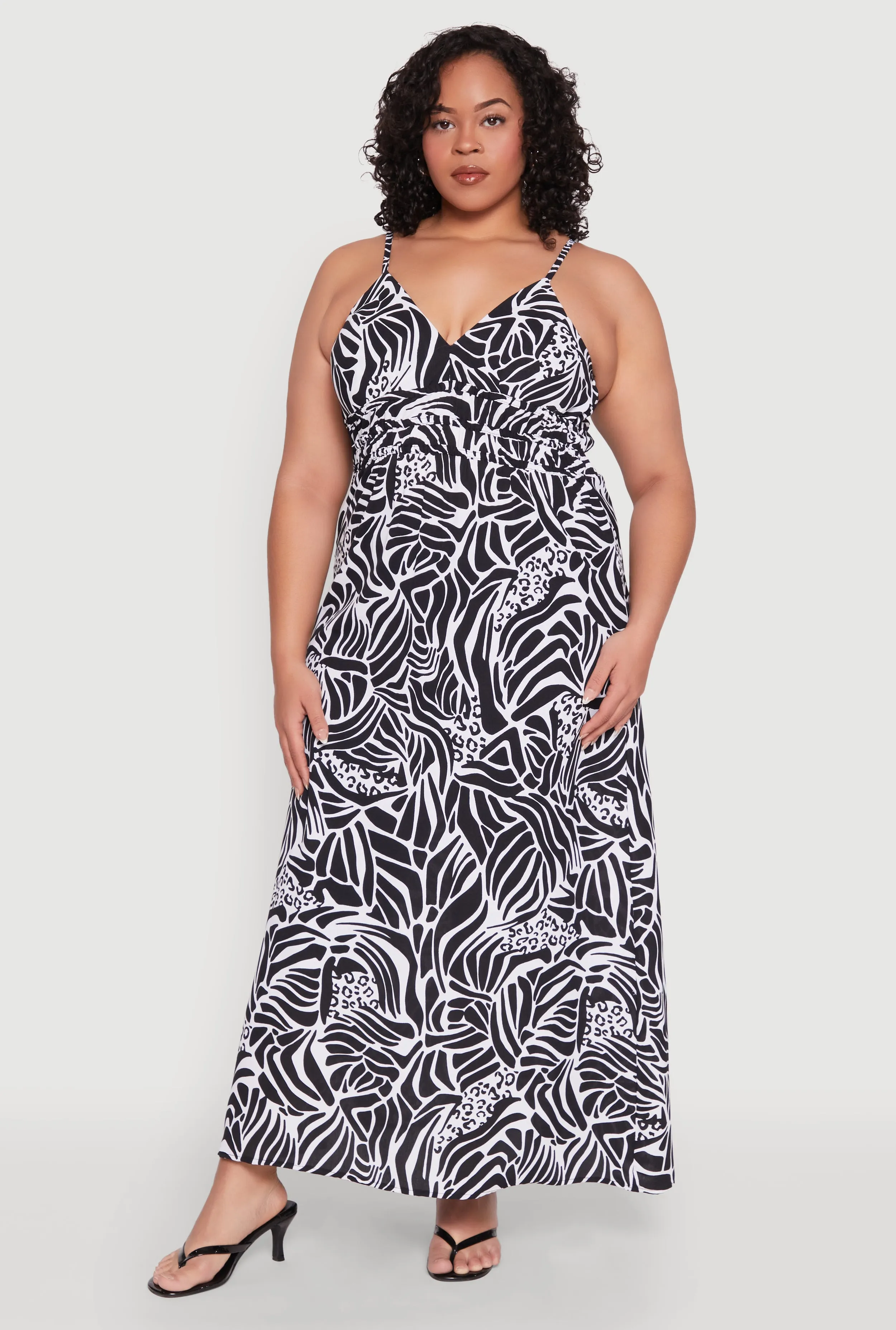Plus Size Printed Pattern Empire Waist Maxi Dress sold by Rainbow