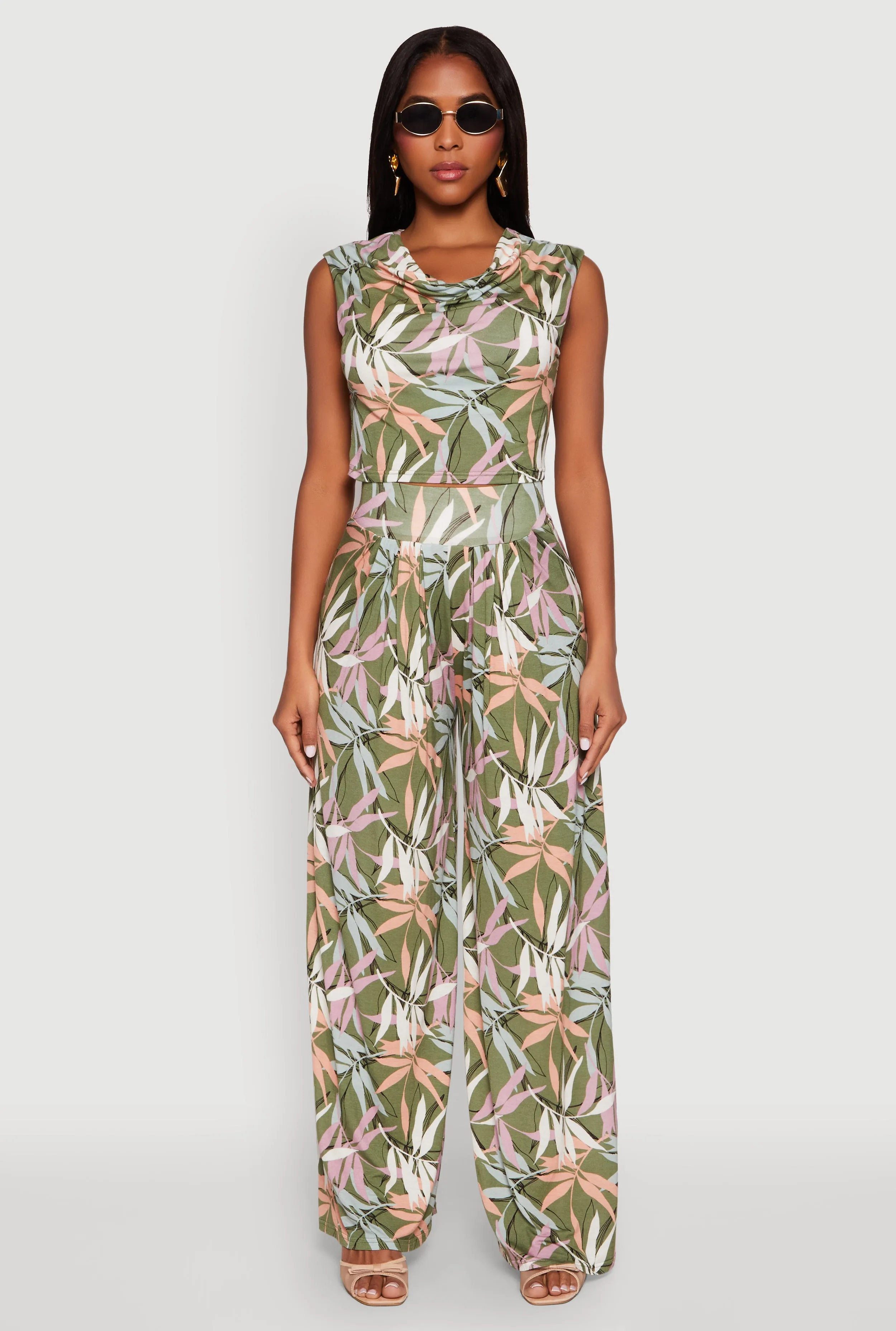 High Waisted Floral Print Palazzo Pants sold by Rainbow