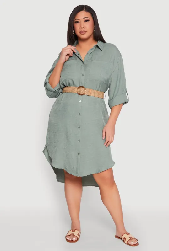 Plus Size High Low Shirt Dress sold by Rainbow