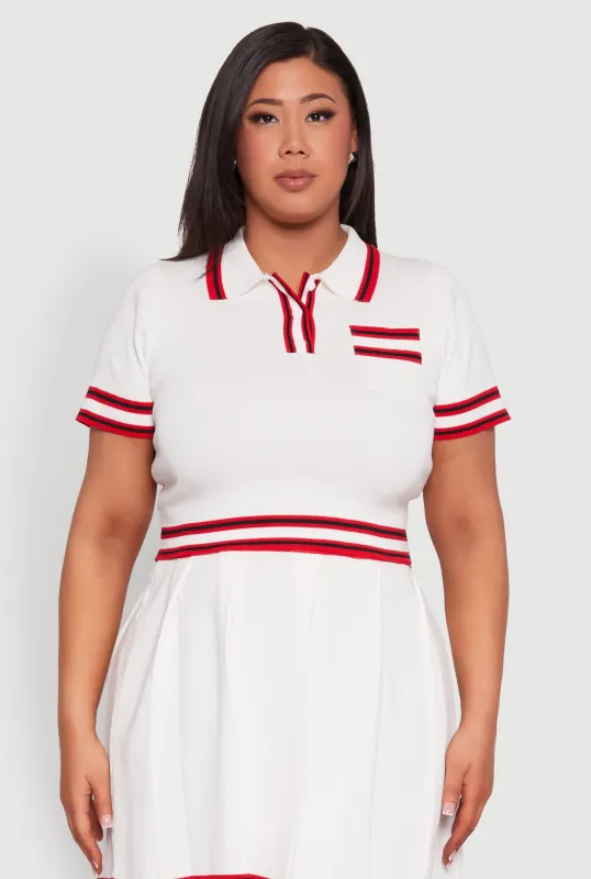 Plus Size Daisy Varsity Stripe Crop Top sold by Rainbow