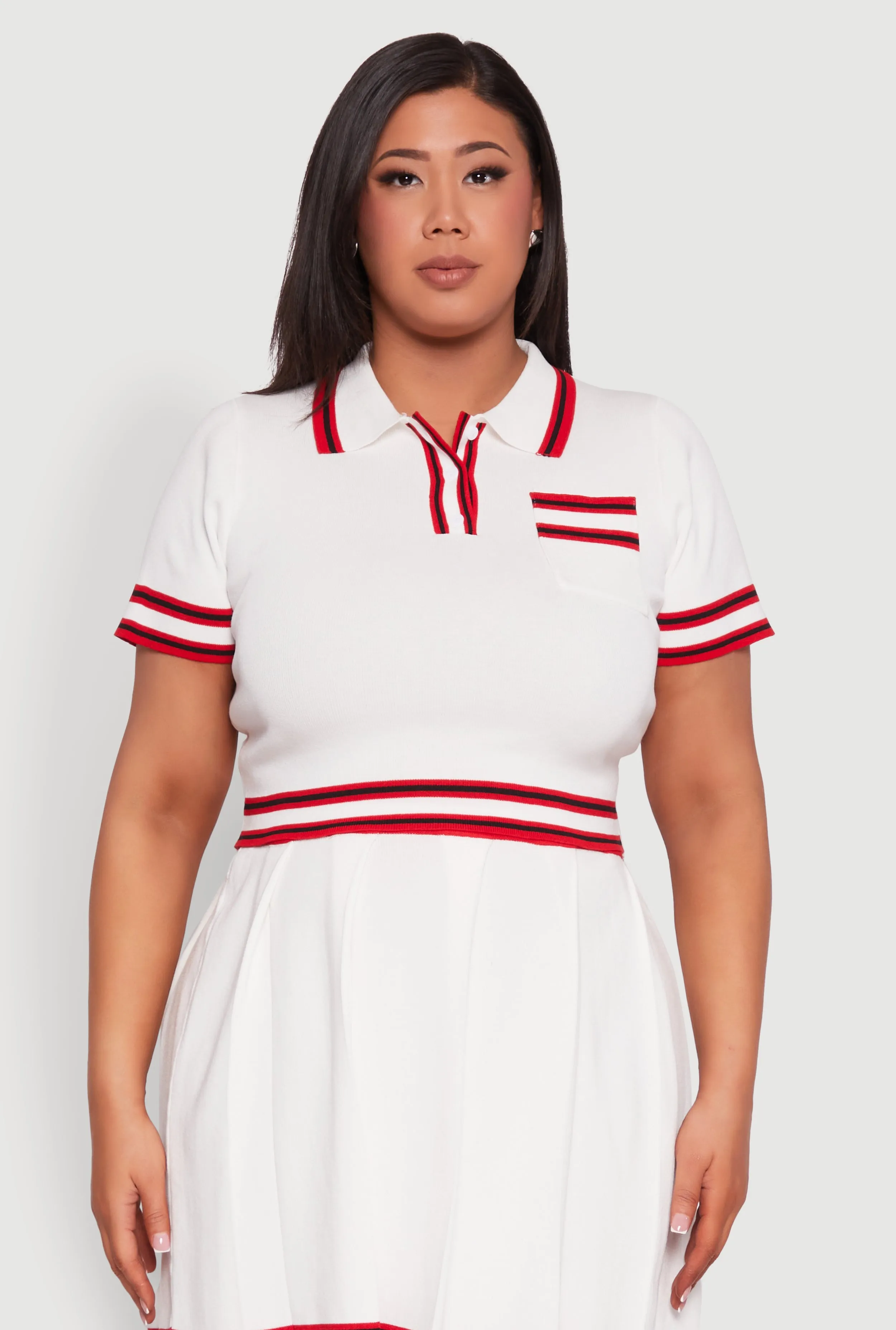 Plus Size Daisy Varsity Stripe Crop Top sold by Rainbow