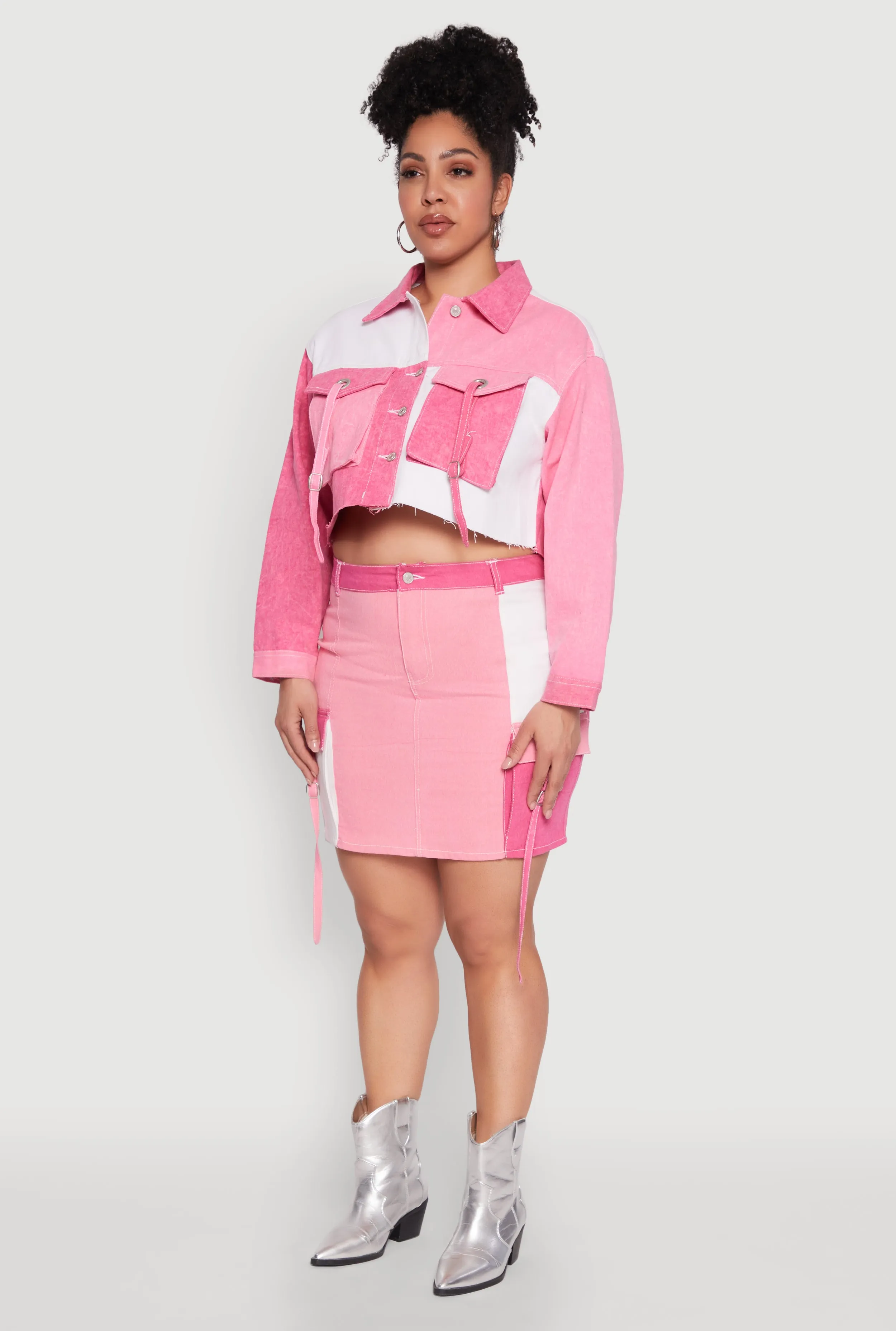 Plus Size Color Blocked Jean Jacket sold by Rainbow product image thumbnail 5