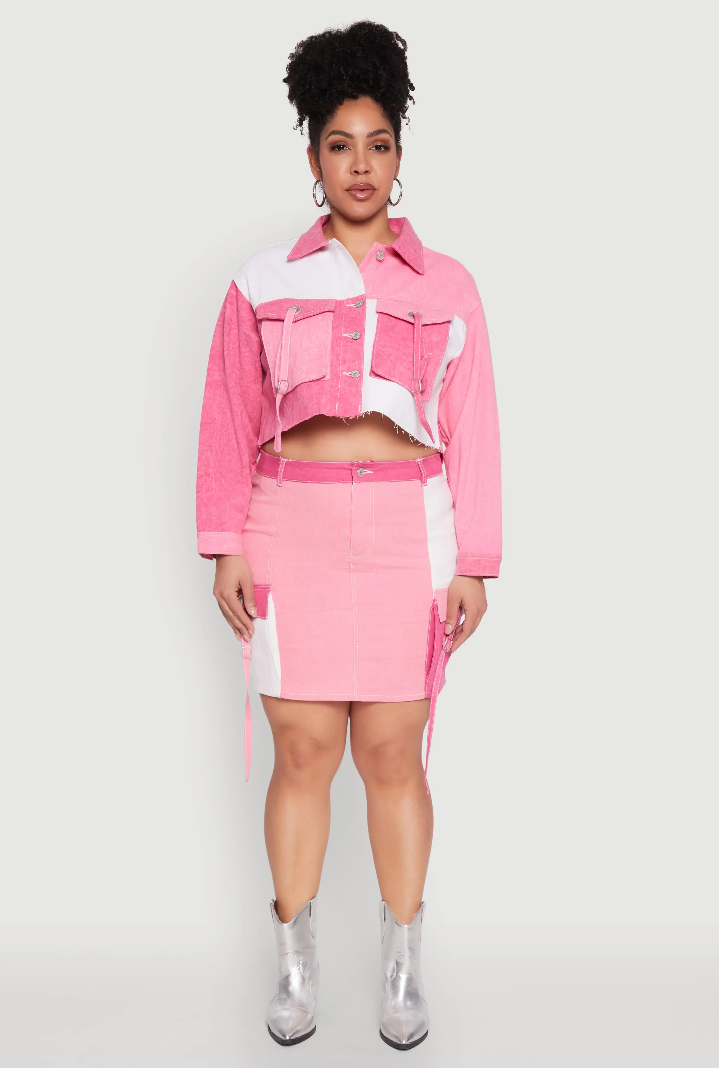 Plus Size Color Blocked Jean Jacket sold by Rainbow product image thumbnail 2