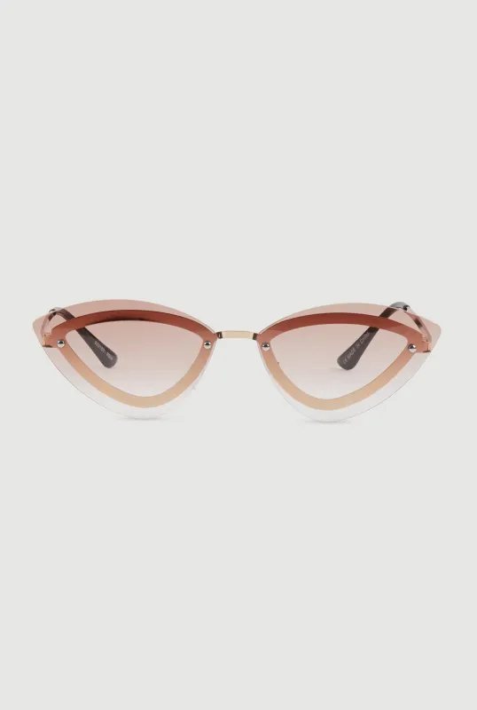 Rimless Cat Eye Sunglasses sold by Rainbow