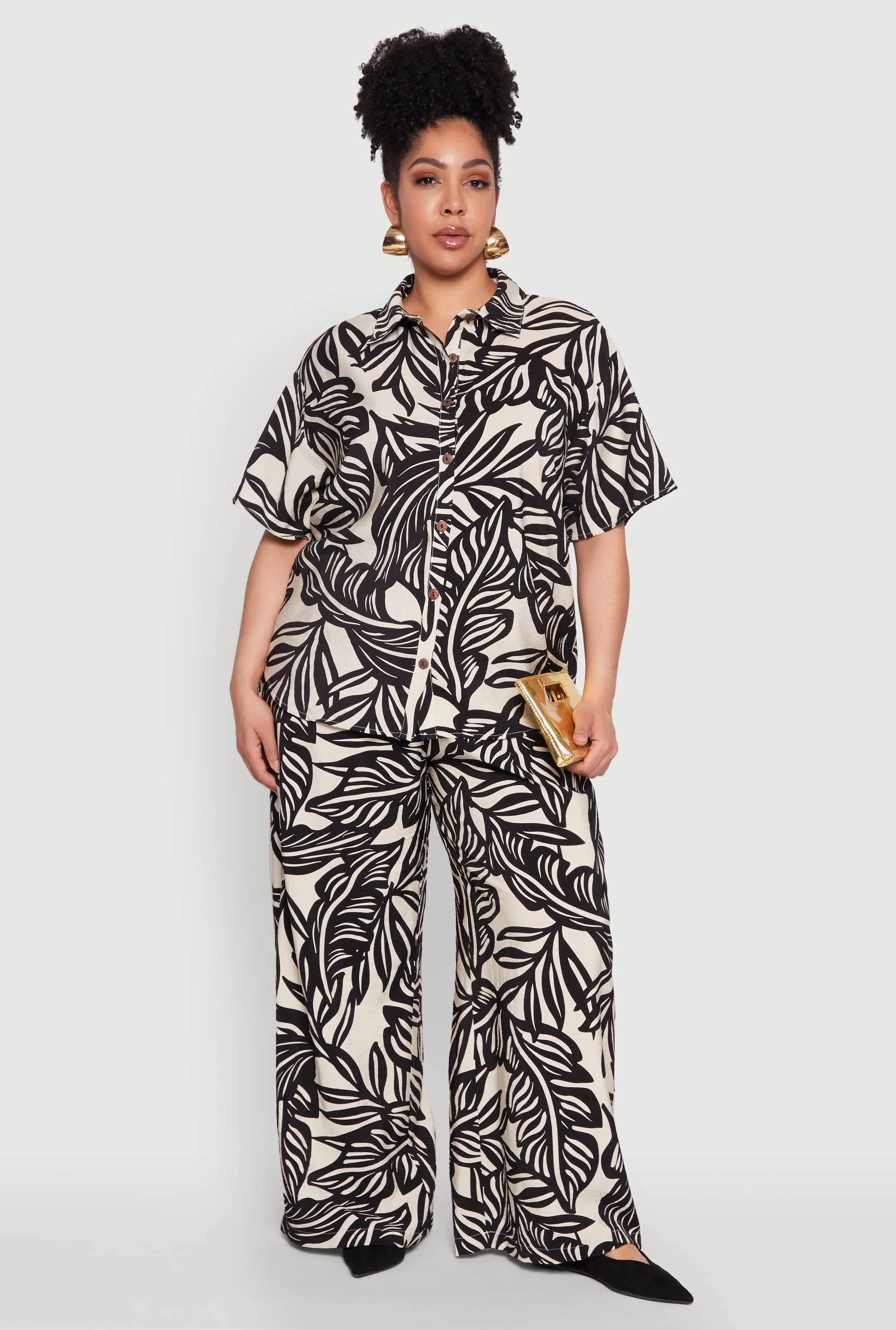 Plus Size Leaf Print Blouse sold by Rainbow product image thumbnail 2