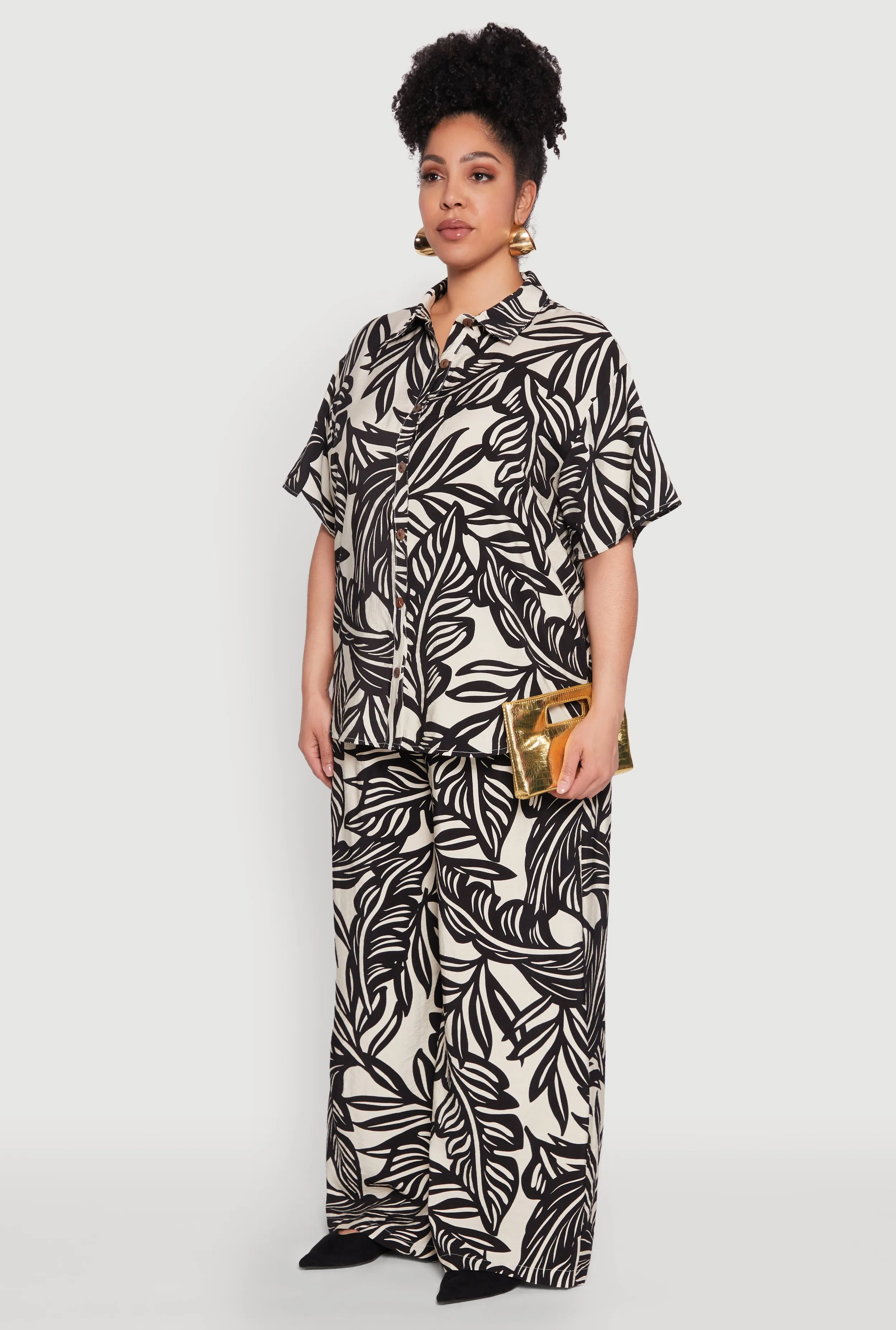 Plus Size Leaf Print Blouse sold by Rainbow product image thumbnail 5