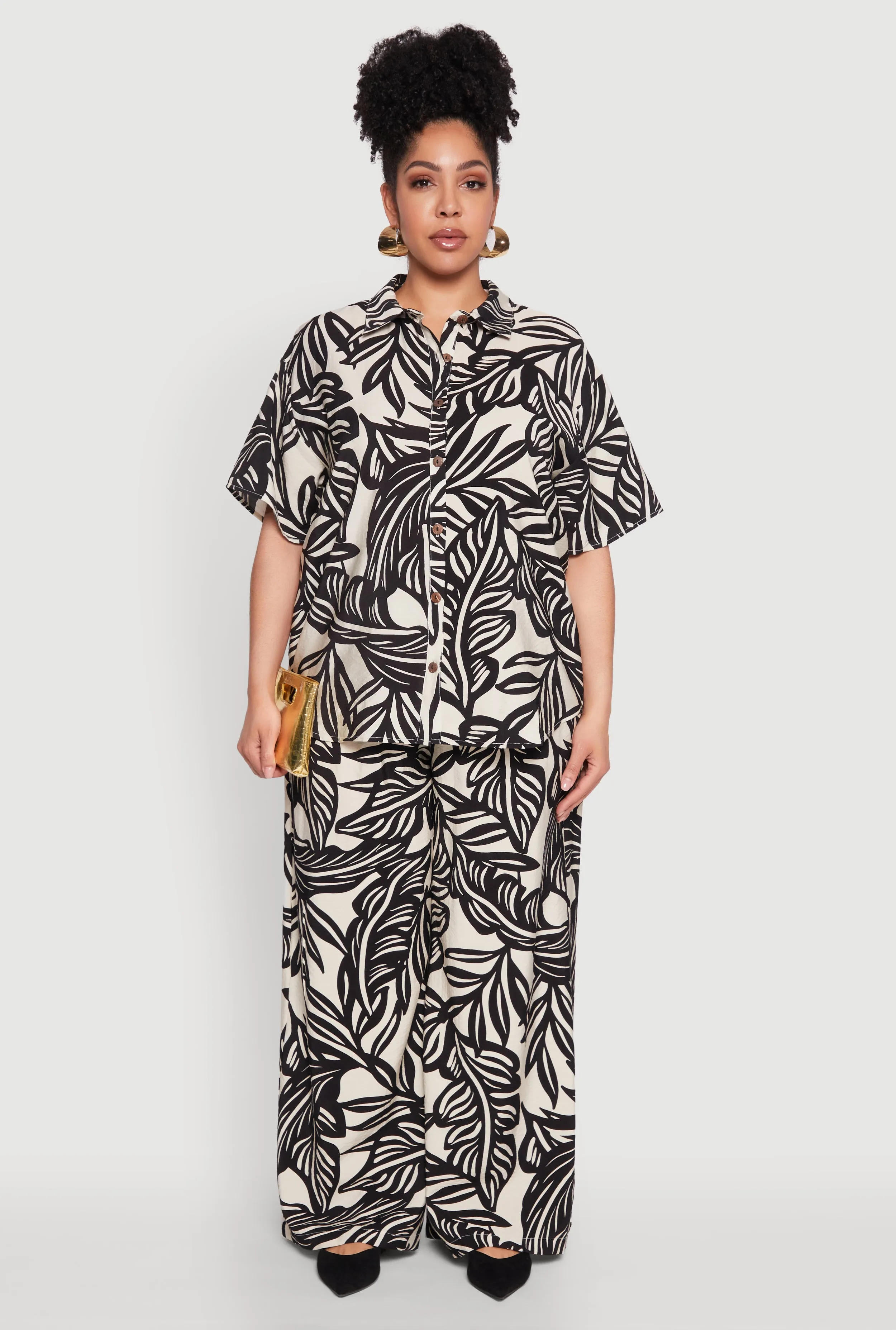 Plus Size Leaf Print Blouse sold by Rainbow product image thumbnail 3