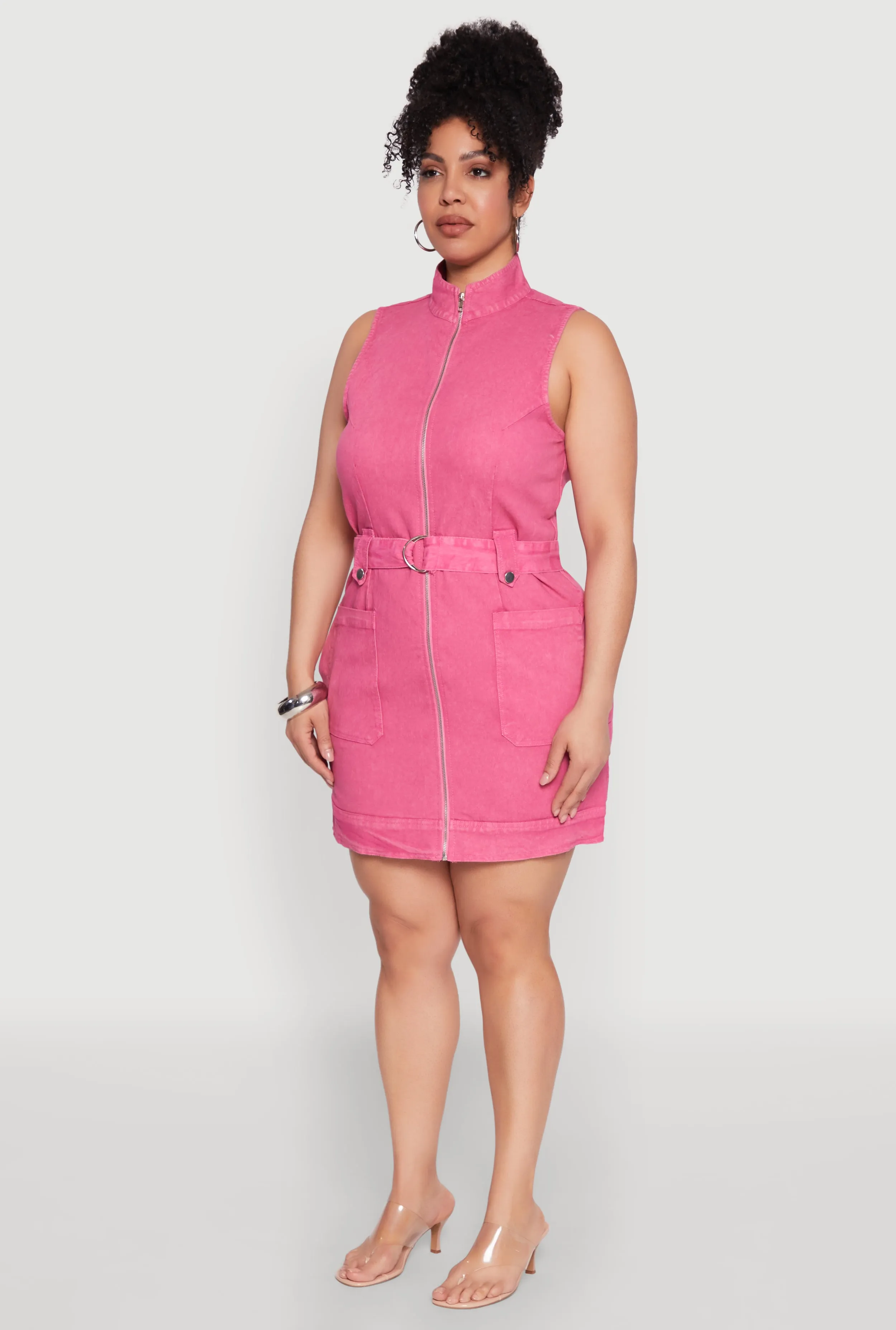 Plus Size Mineral Wash Zip Front Cargo Dress sold by Rainbow product image thumbnail 3